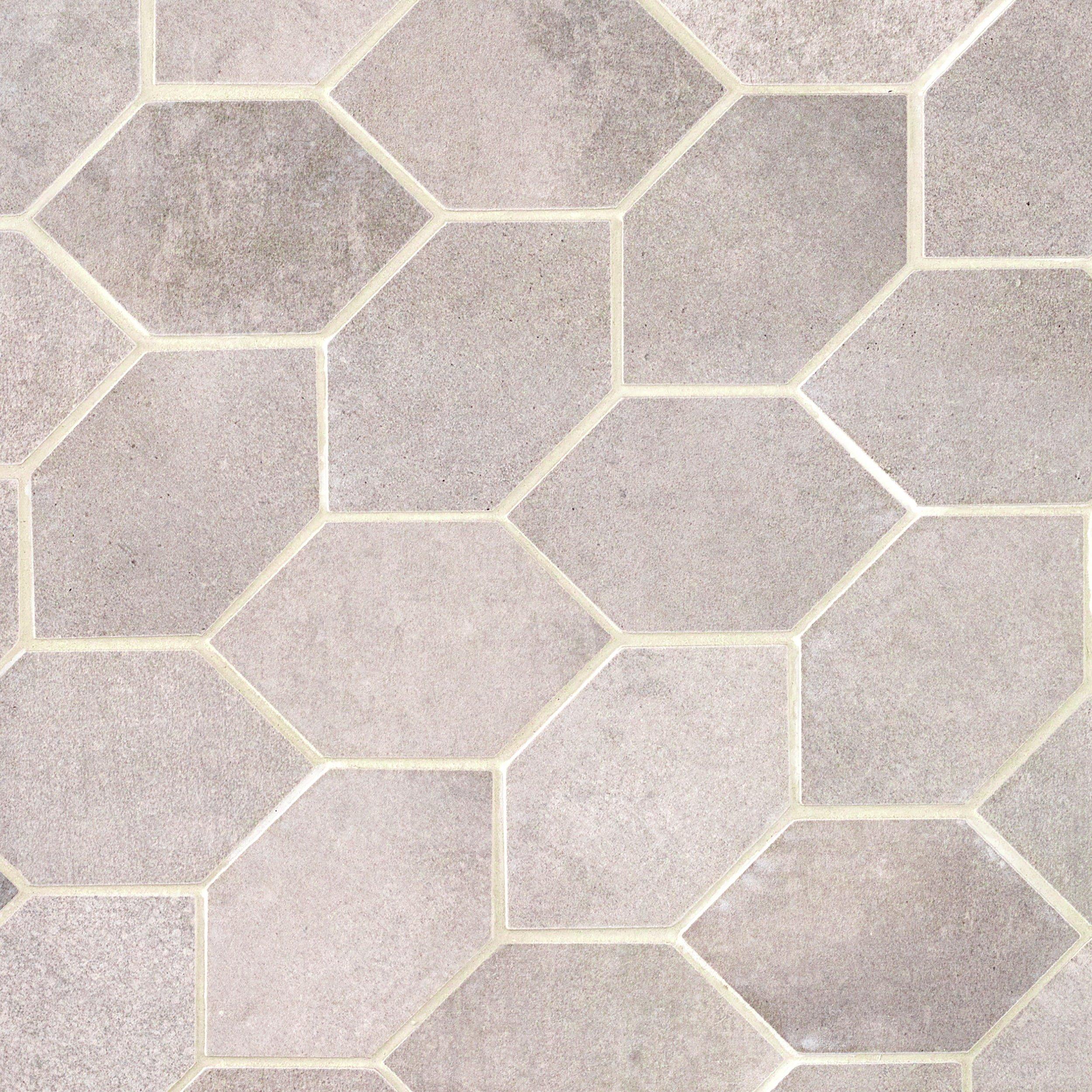 District Gray 13 in. Leaf Porcelain Mosaic