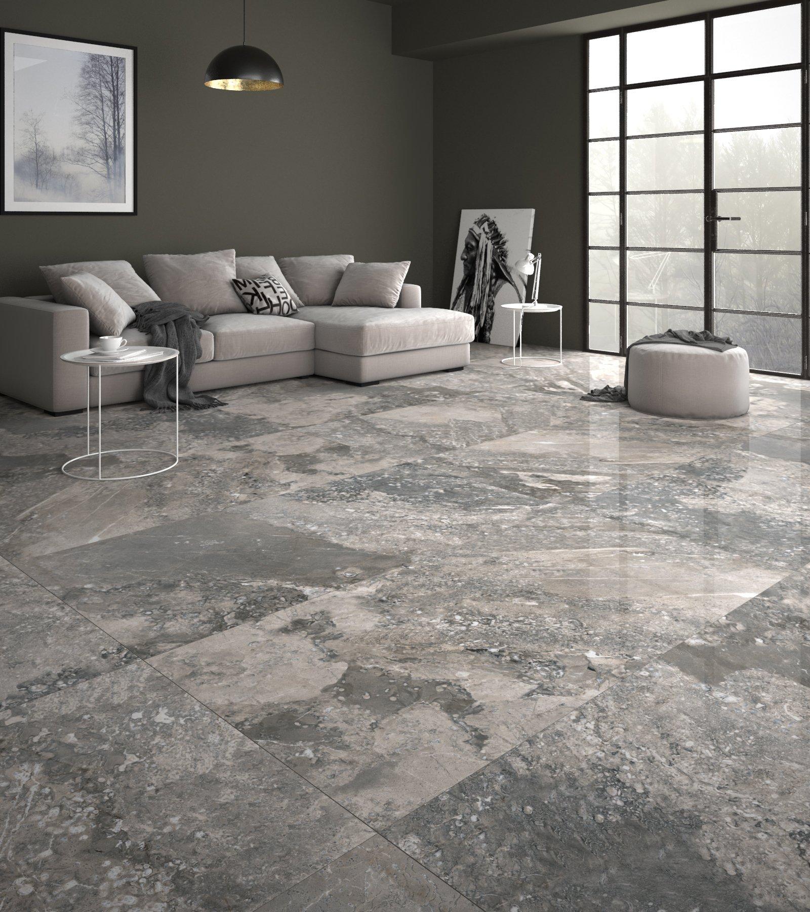 Vector Gray Polished Porcelain Tile