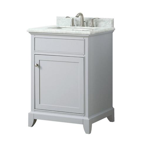 In Vanity With Carrara Marble Top, 24 Inch White Vanity With Marble Top