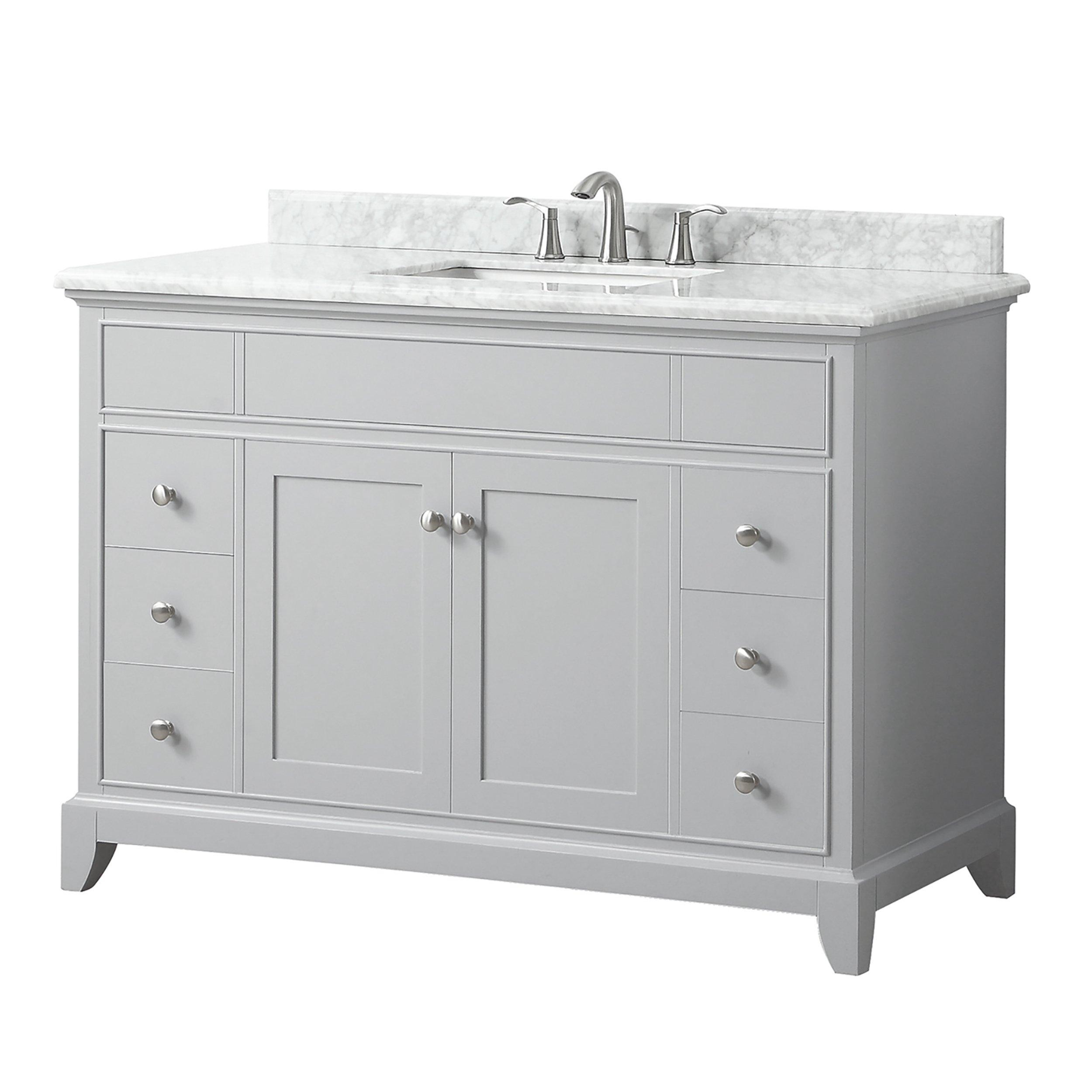 Aurora 49 in. Vanity with Carrara Marble Top | Floor and Decor