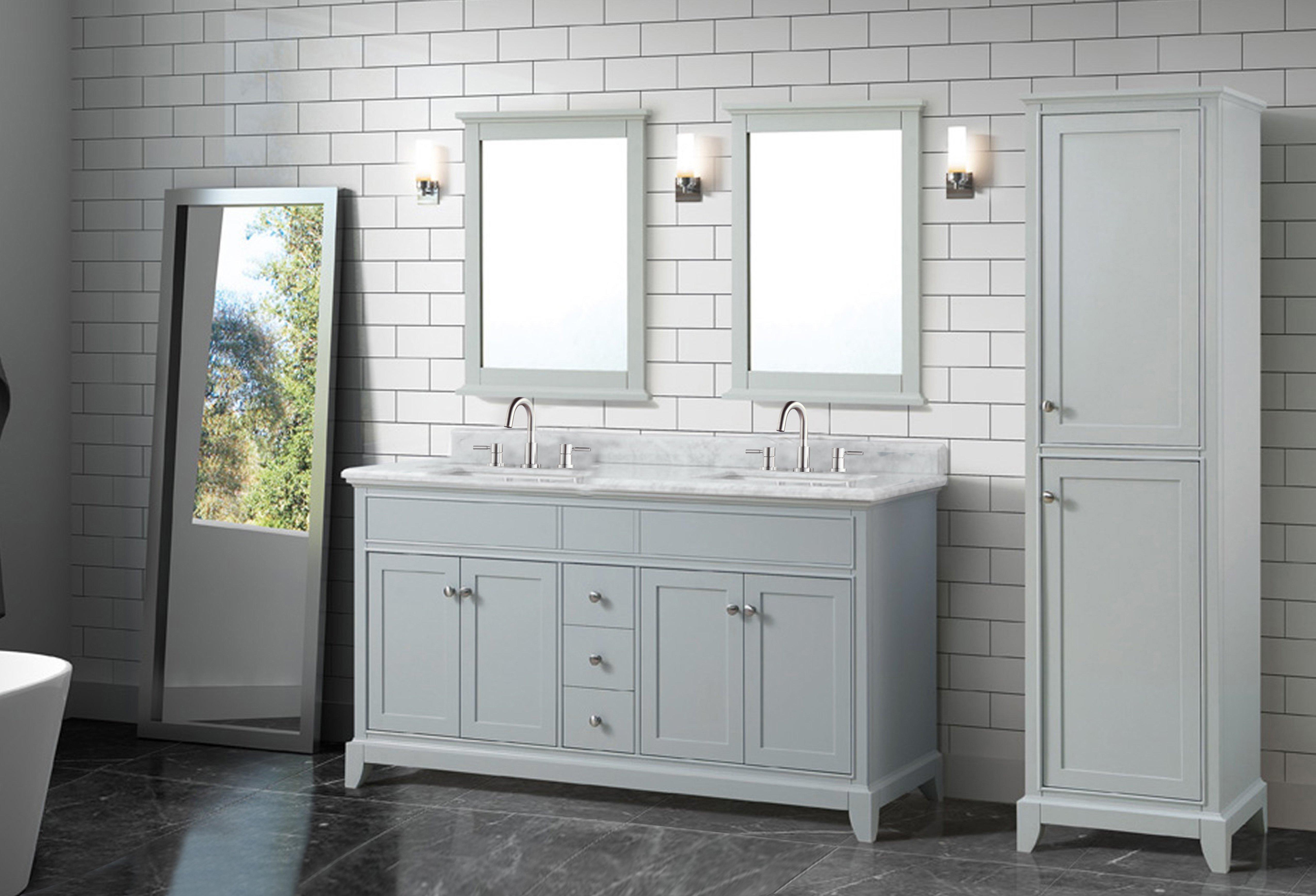 Aurora 61 In Vanity With Carrara Marble Top 61in 100821495 Floor And Decor