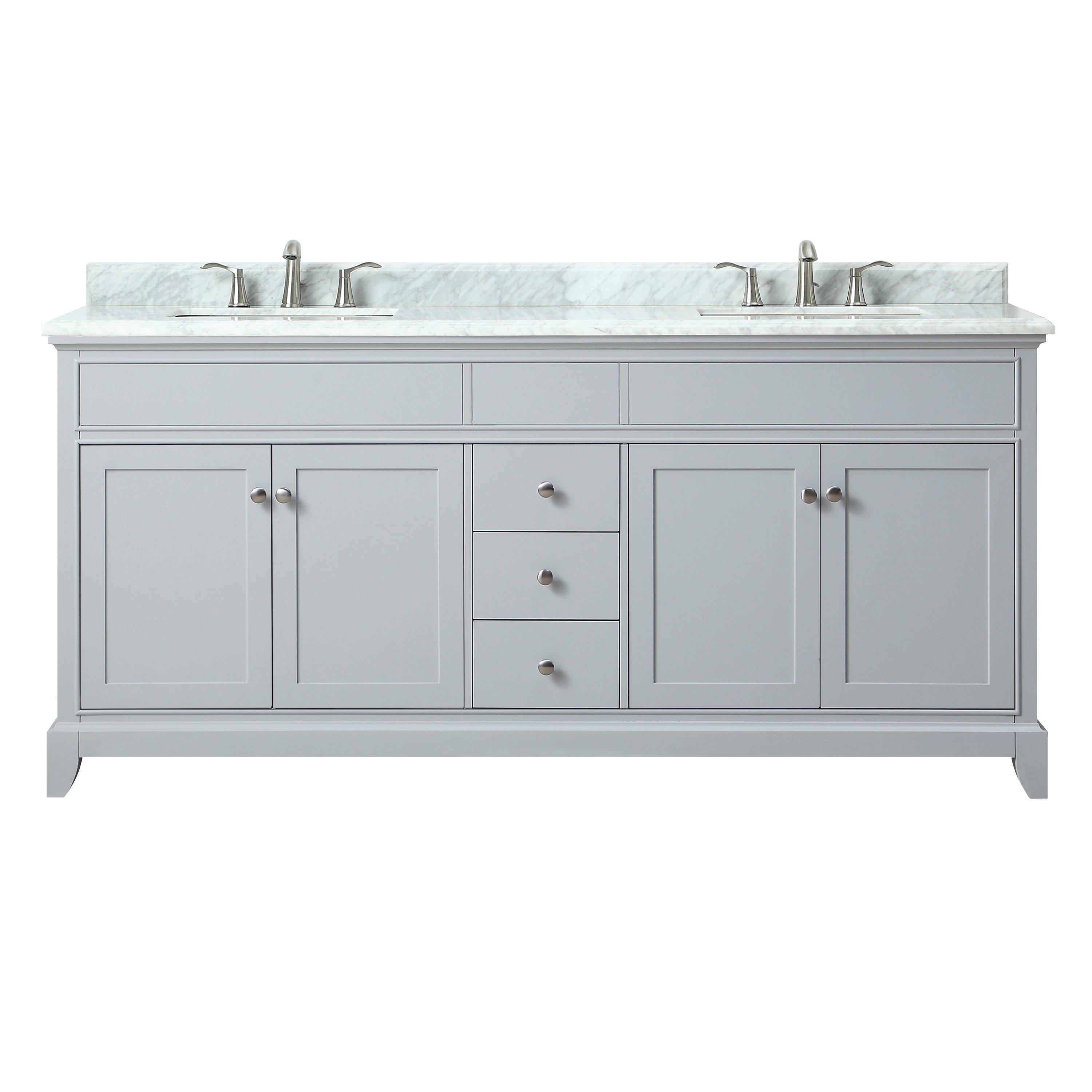 Sterling 61 in. Gray Vanity with Carrara Marble Top 60in