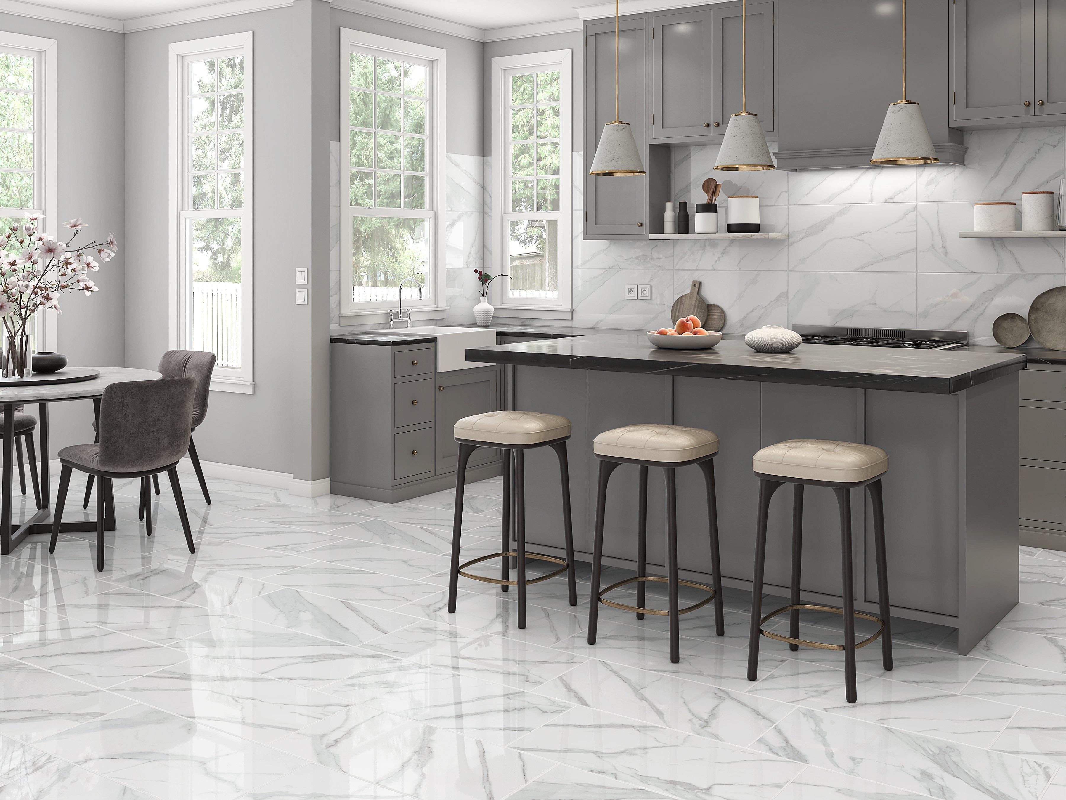 Camerotta White Ceramic Tile Floor