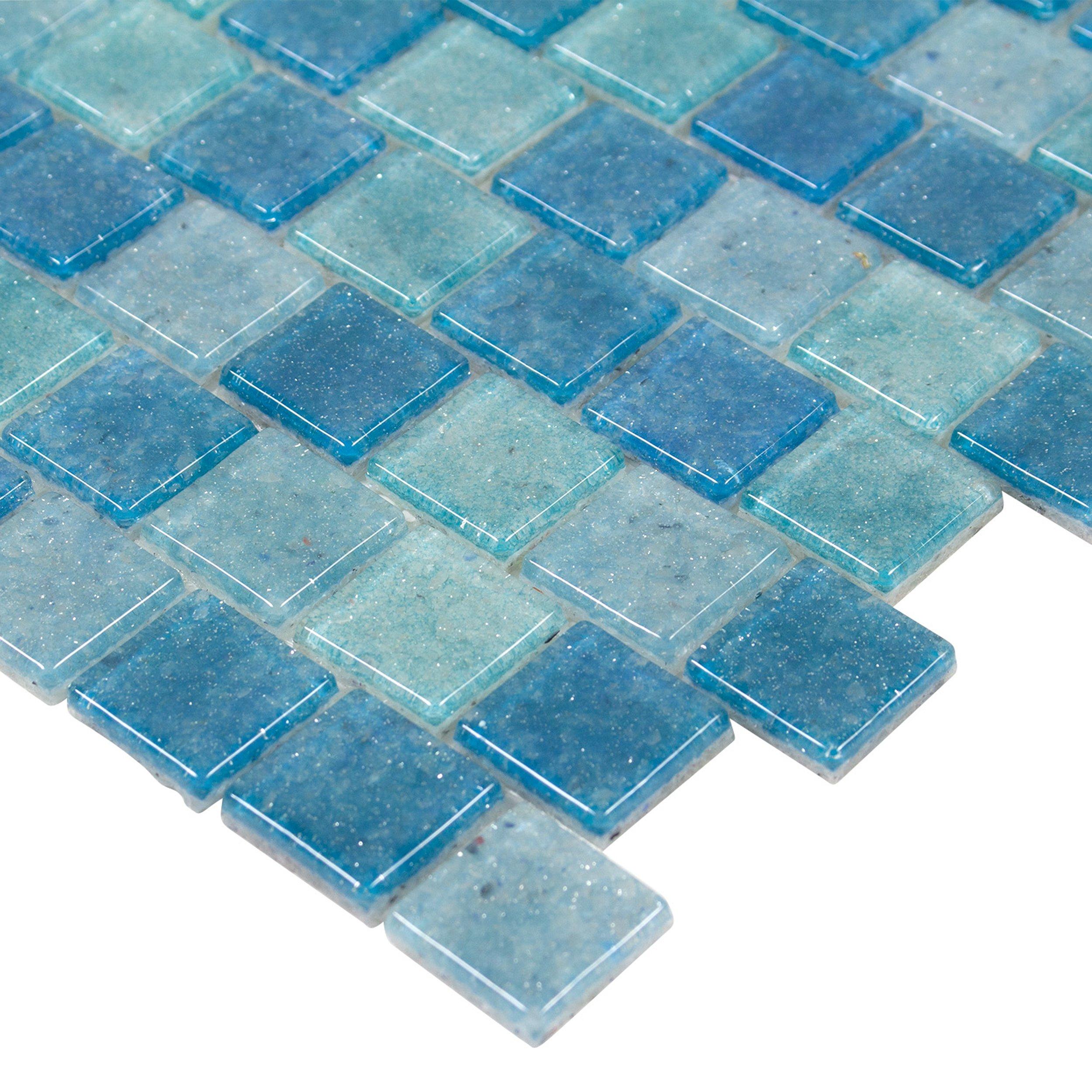 BigOtters 170pcs Bulk Mosaic Tiles 140g Colors Glass Pieces Assorted Color  Opaque Mosaic Glass for DIY Picture Home Mosaic Decoration (Blue Series)