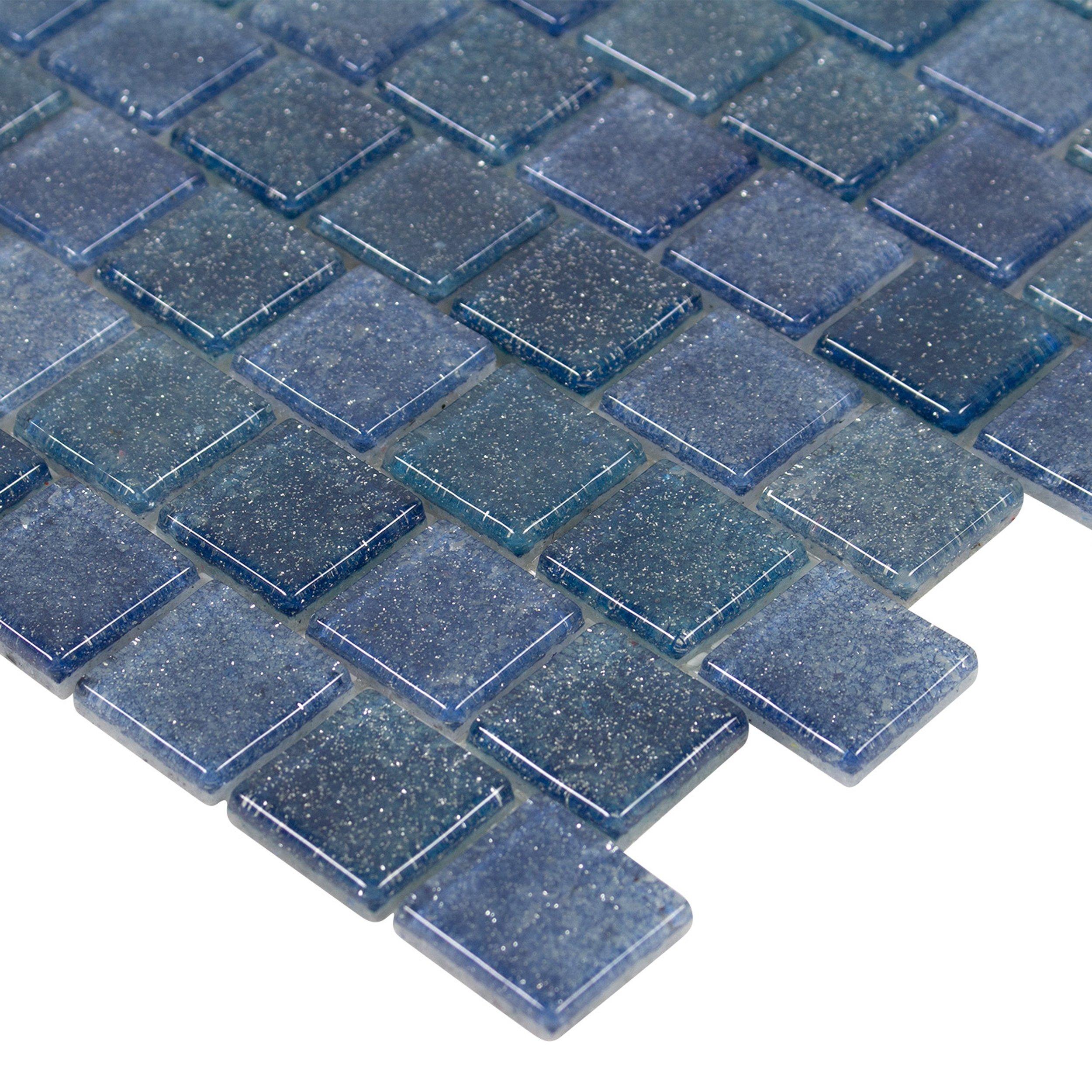 Glass Mosaic Tile Sheen Blue 1x1