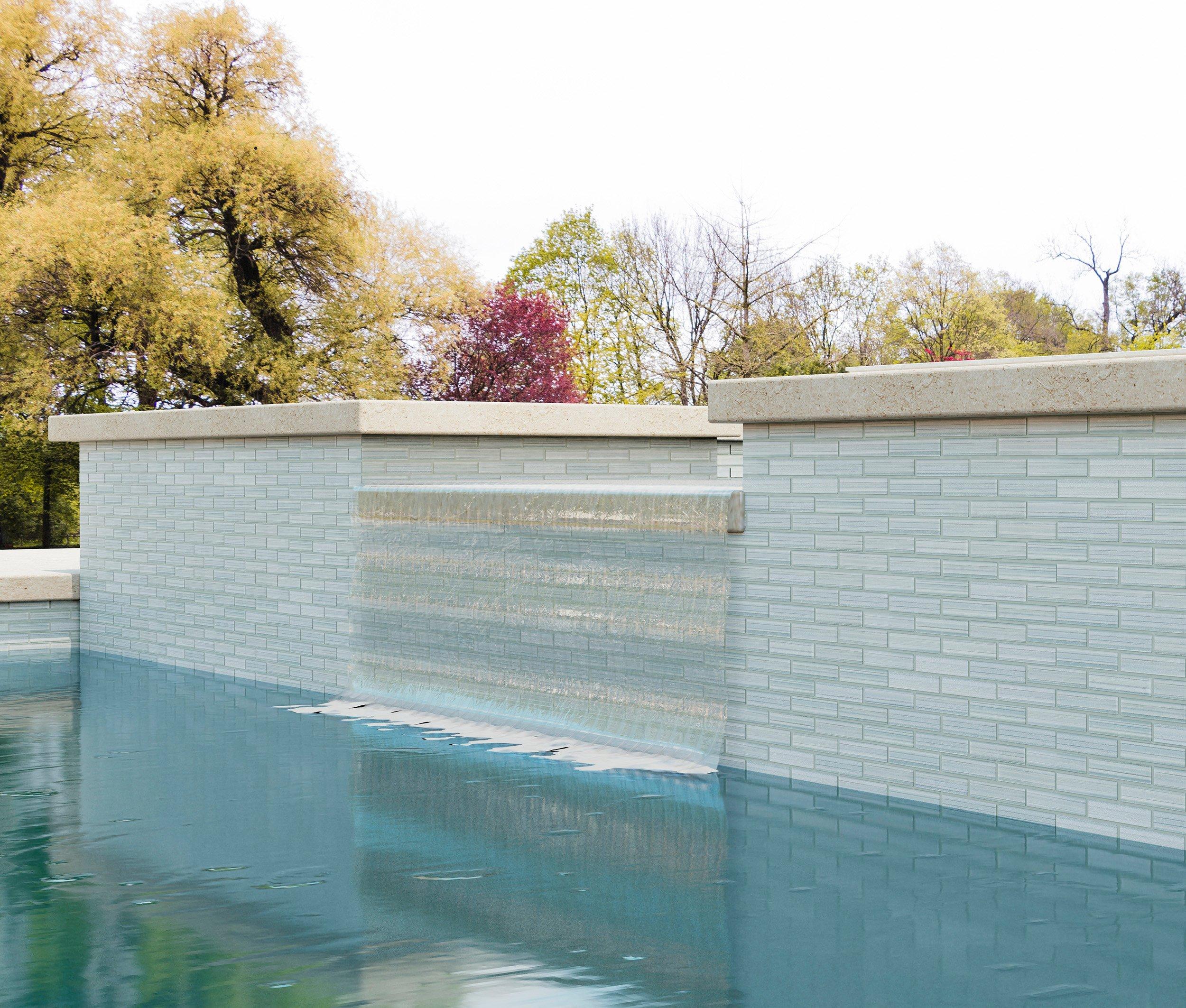 Maya Bay Mist Brick Glass Mosaic