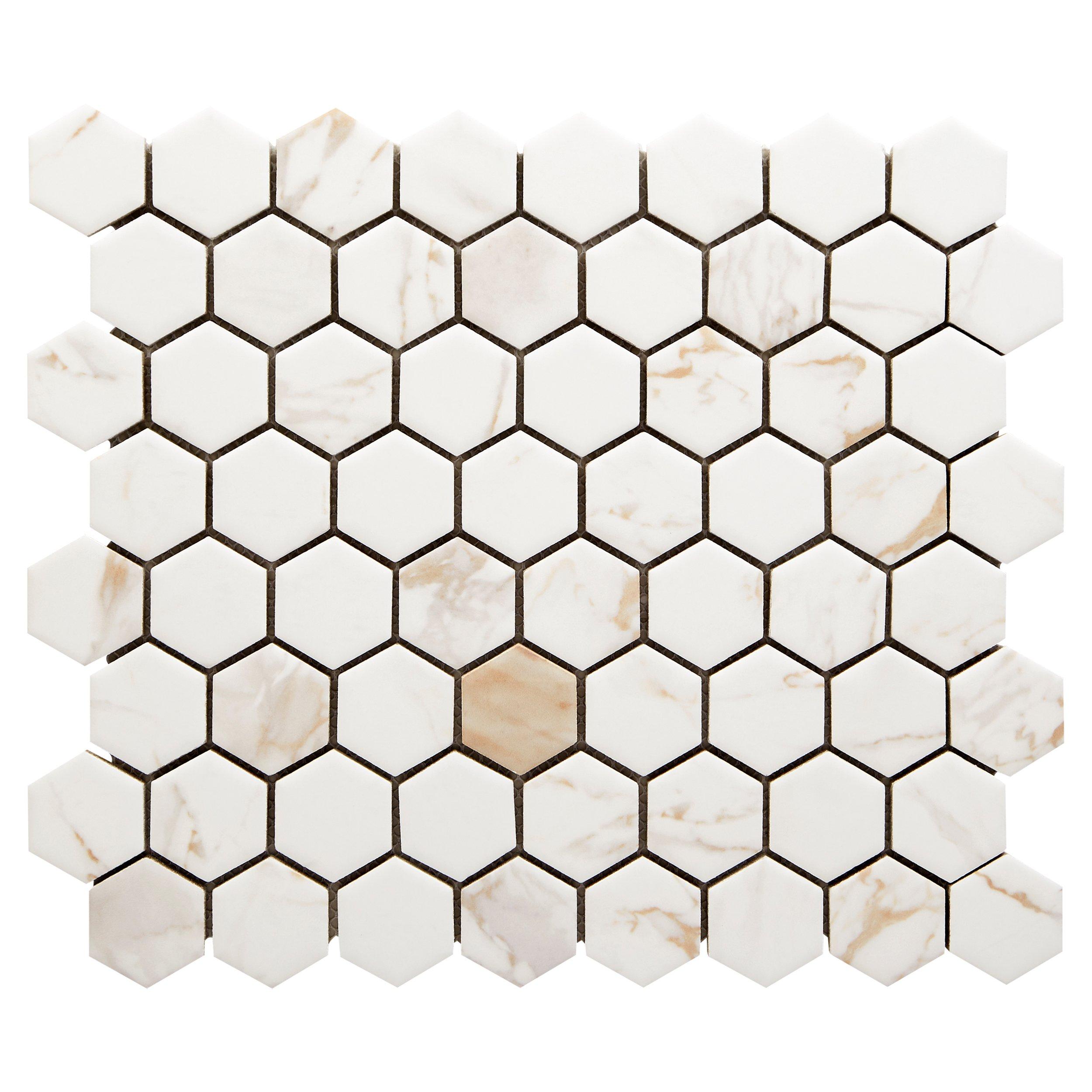 Calacatta Oro II Ceramic Hexagon Mosaic