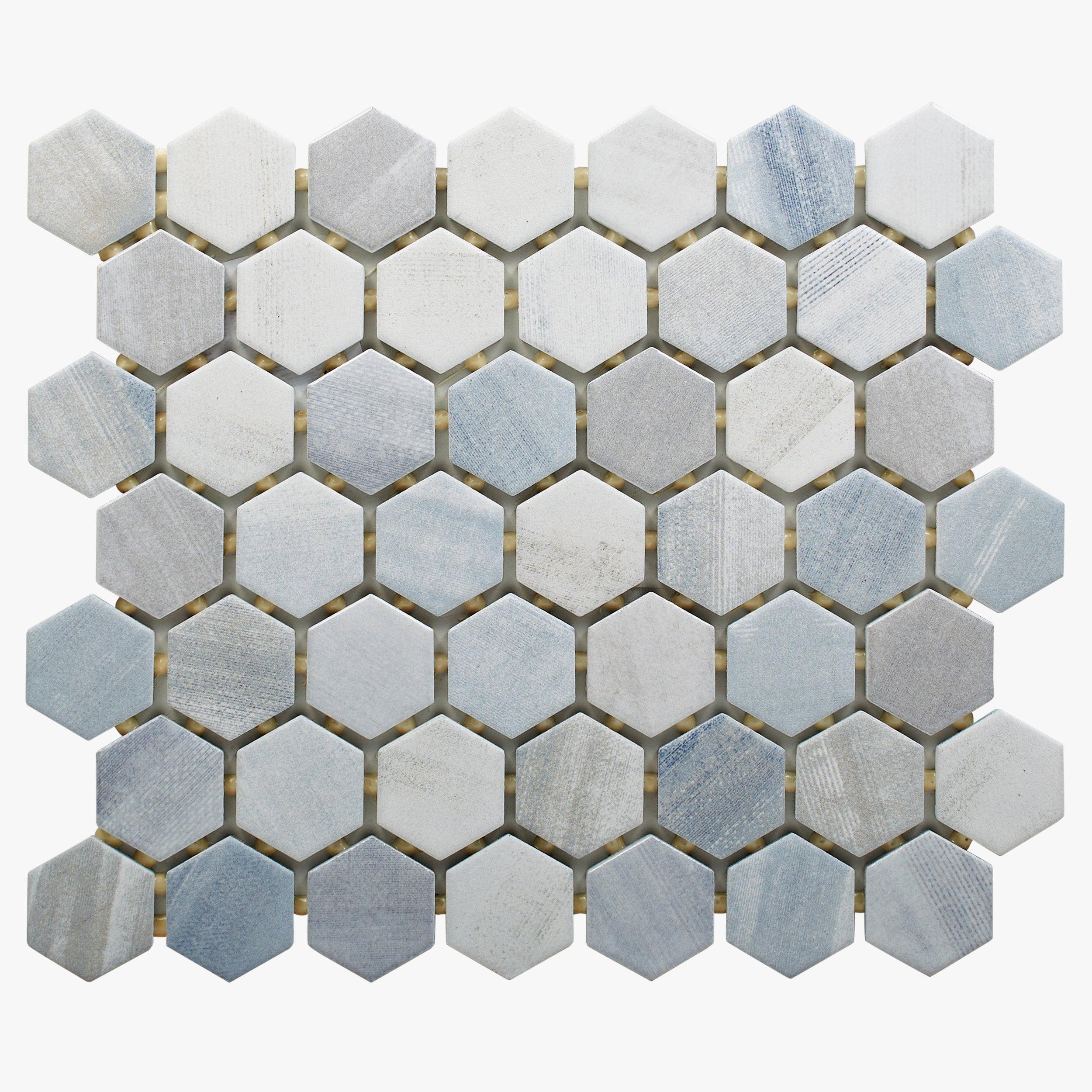 Beaumont Shadow 1.5 in. Hexagon Blue Ceramic Mosaic Tile Floor