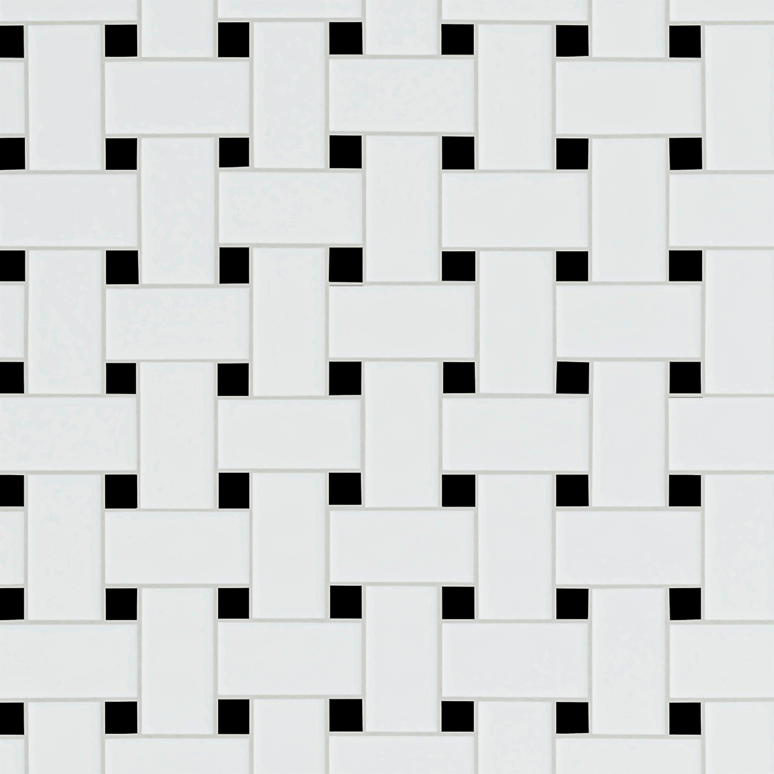 Black and White Basket Weave Porcelain Mosaic
