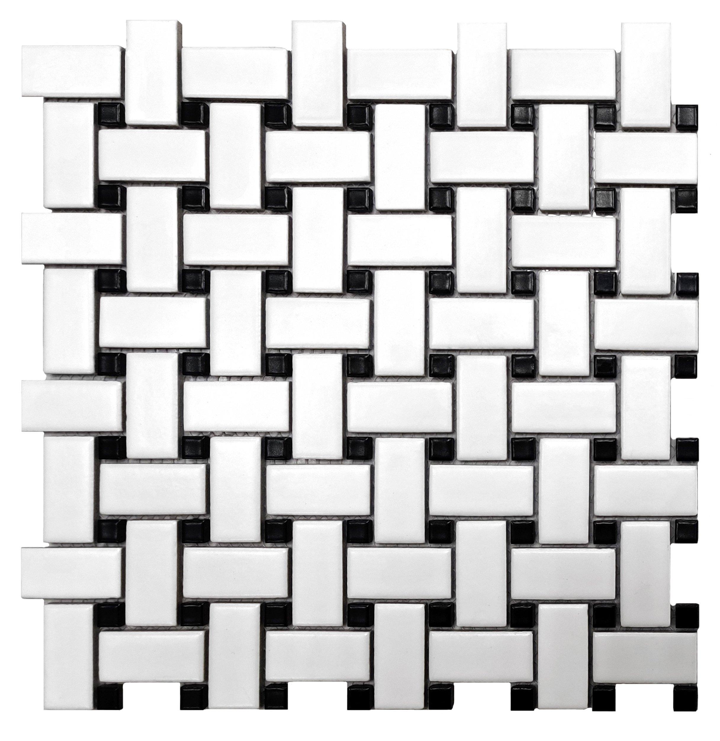 Black And White Basket Weave Porcelain Tile 12 X 12 100831817
