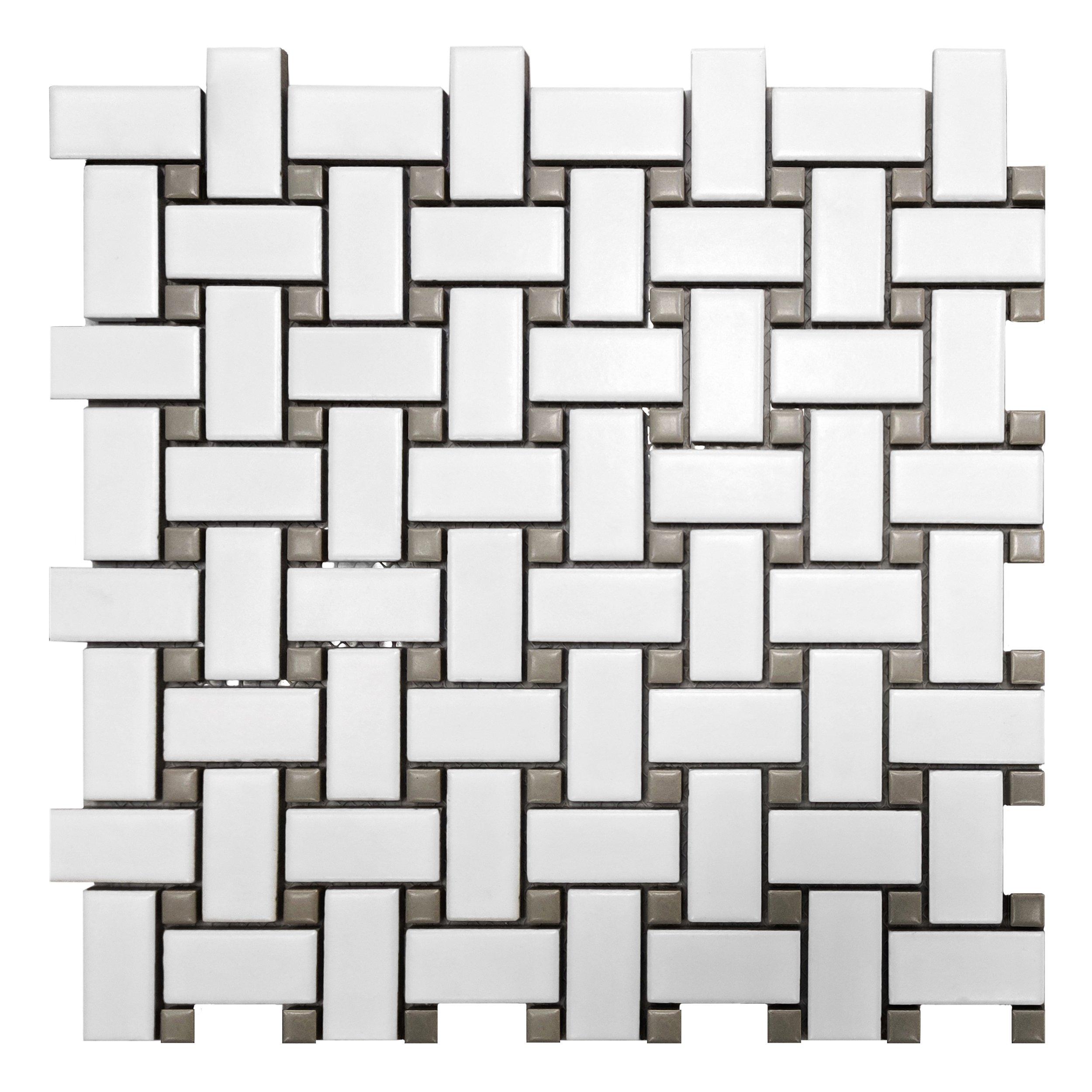 Black and White Basket Weave Porcelain Tile 12 x 12 100831817