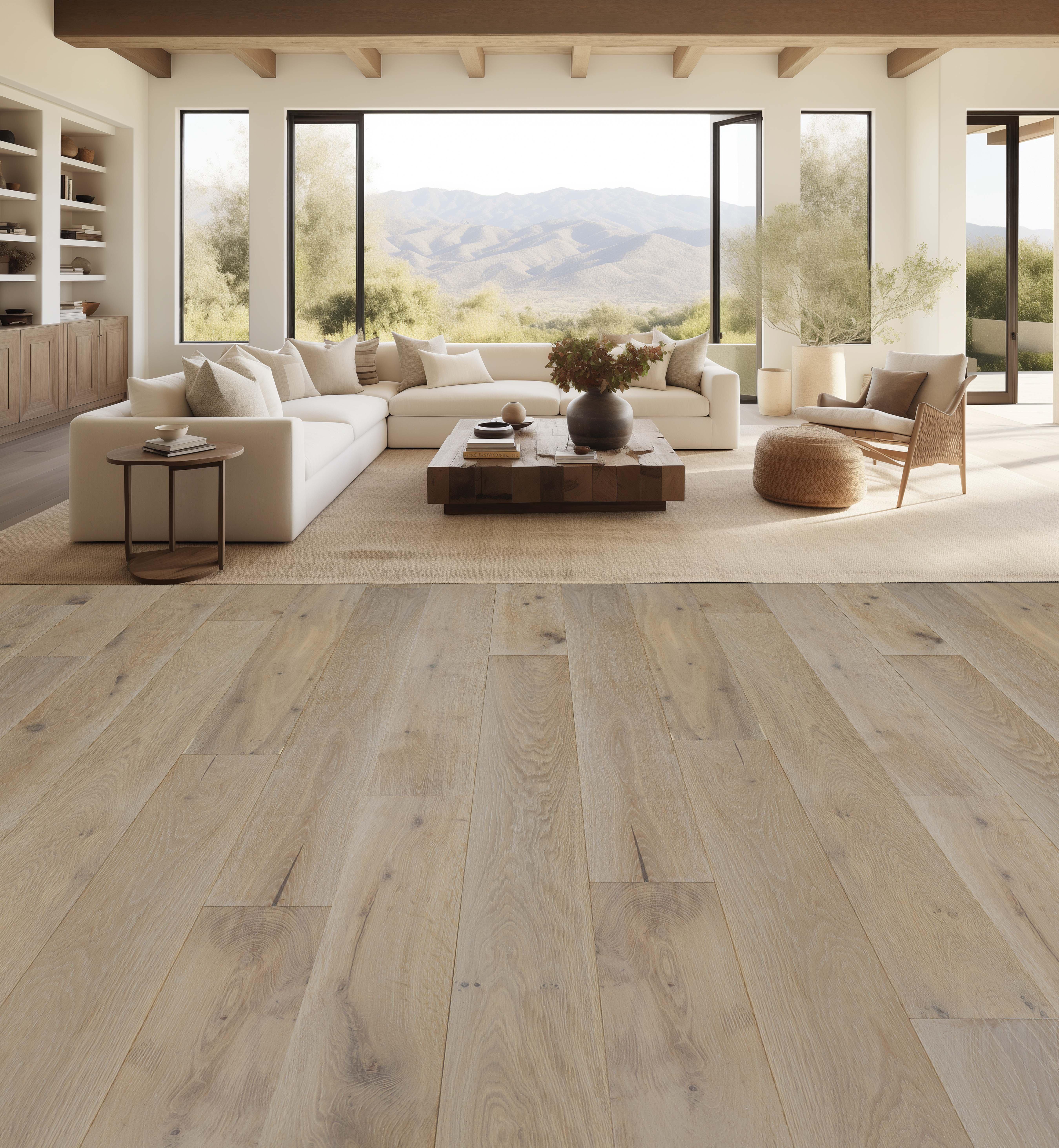 Pastoral White Oak Wire-Brushed Sawn Engineered Hardwood Pastoral White Oak Wire-Brushed Sawn Engineered Hardwood