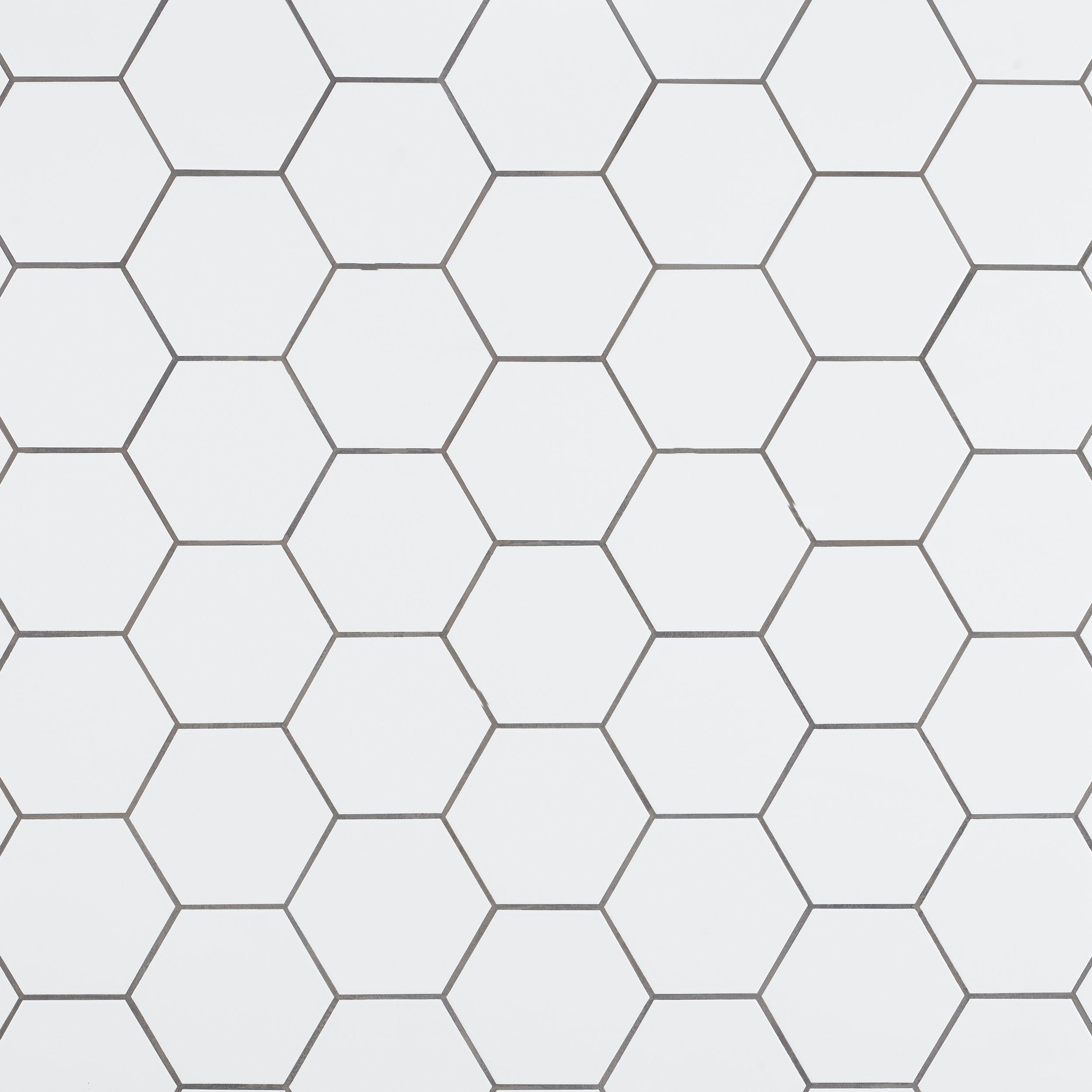 Brooklyn Matte White Hexagon Ceramic, Hexagon Floor Tile