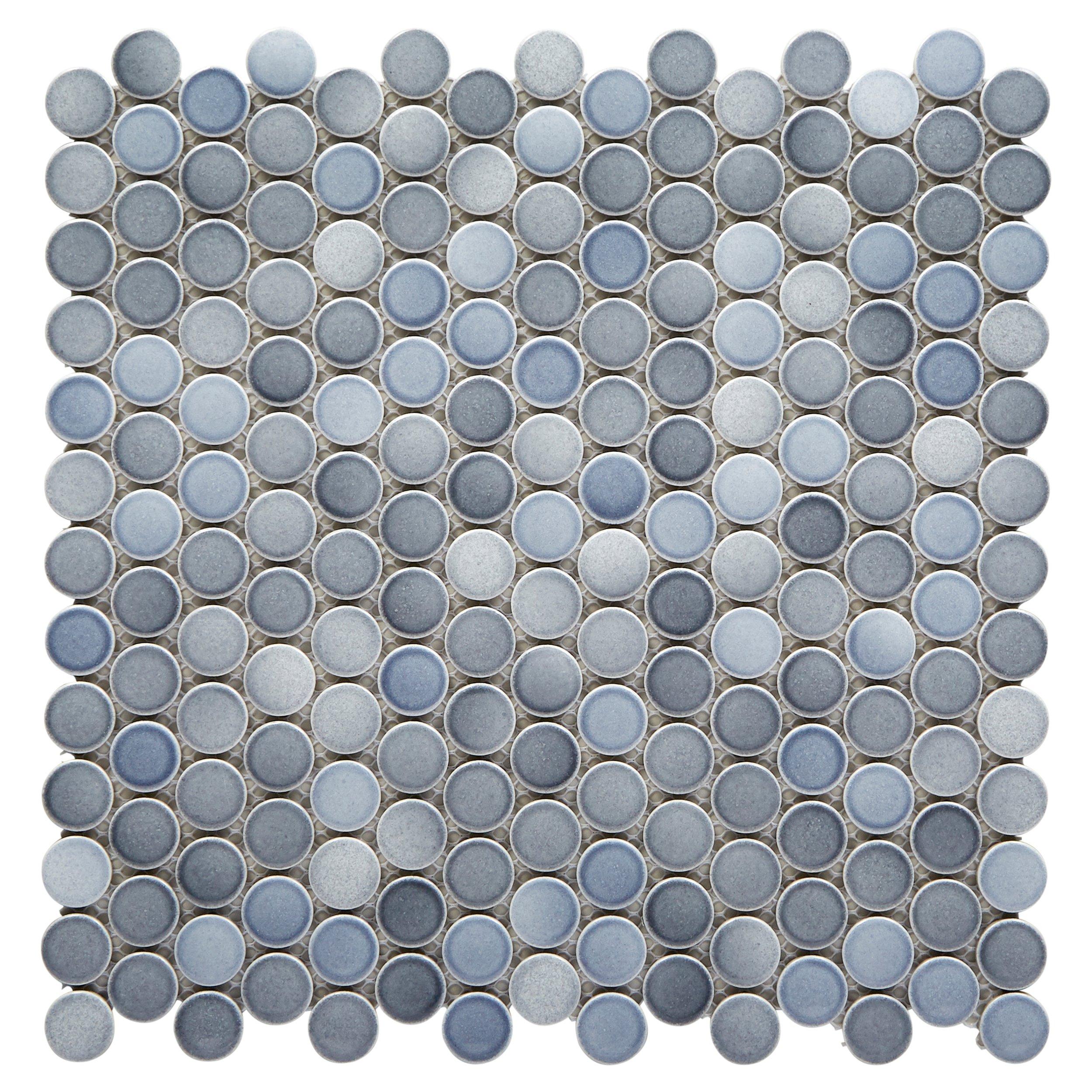 Multi Gray Polished Porcelain Penny Mosaic