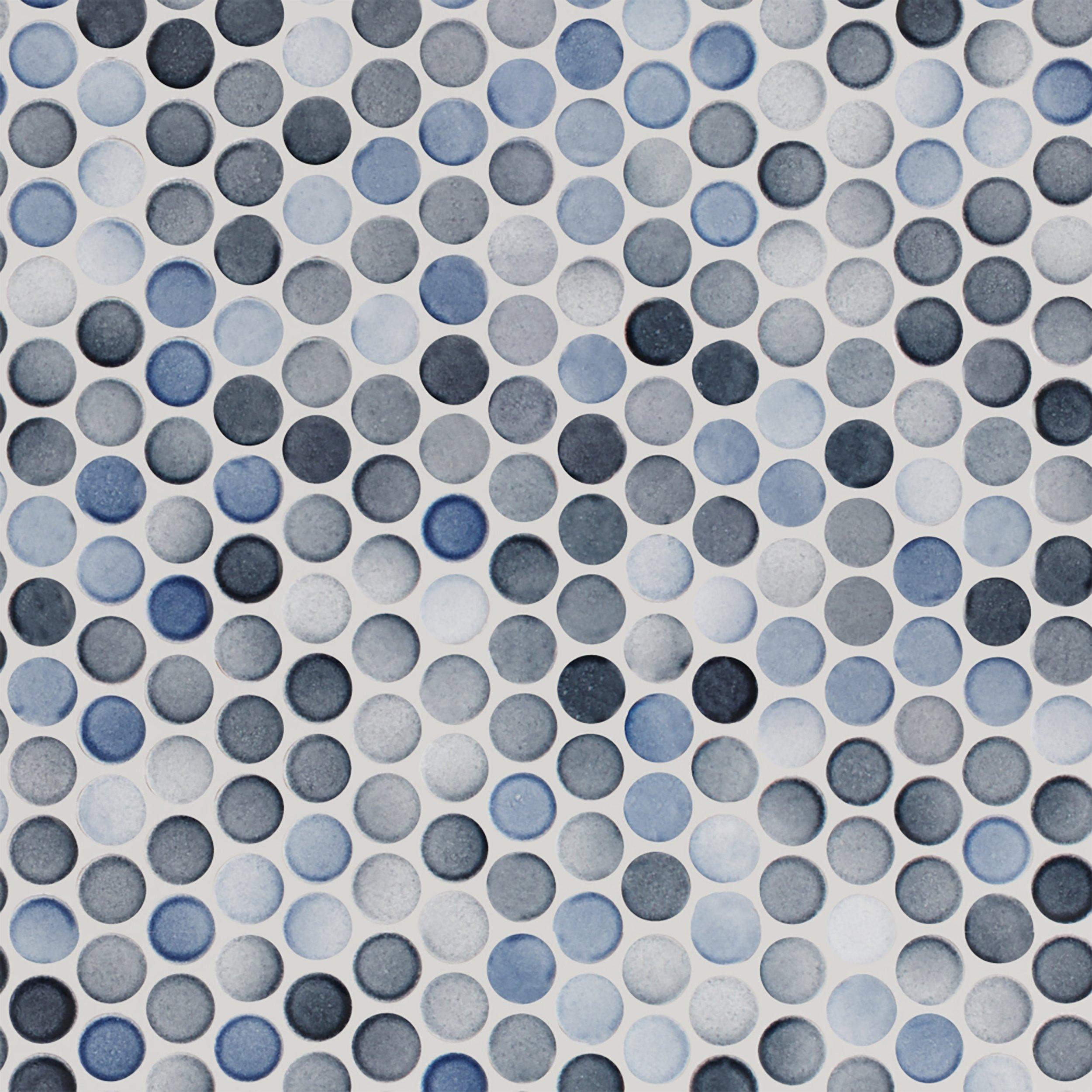 Blue Celeste Pennyrounds 1 inch Polished Mosaic