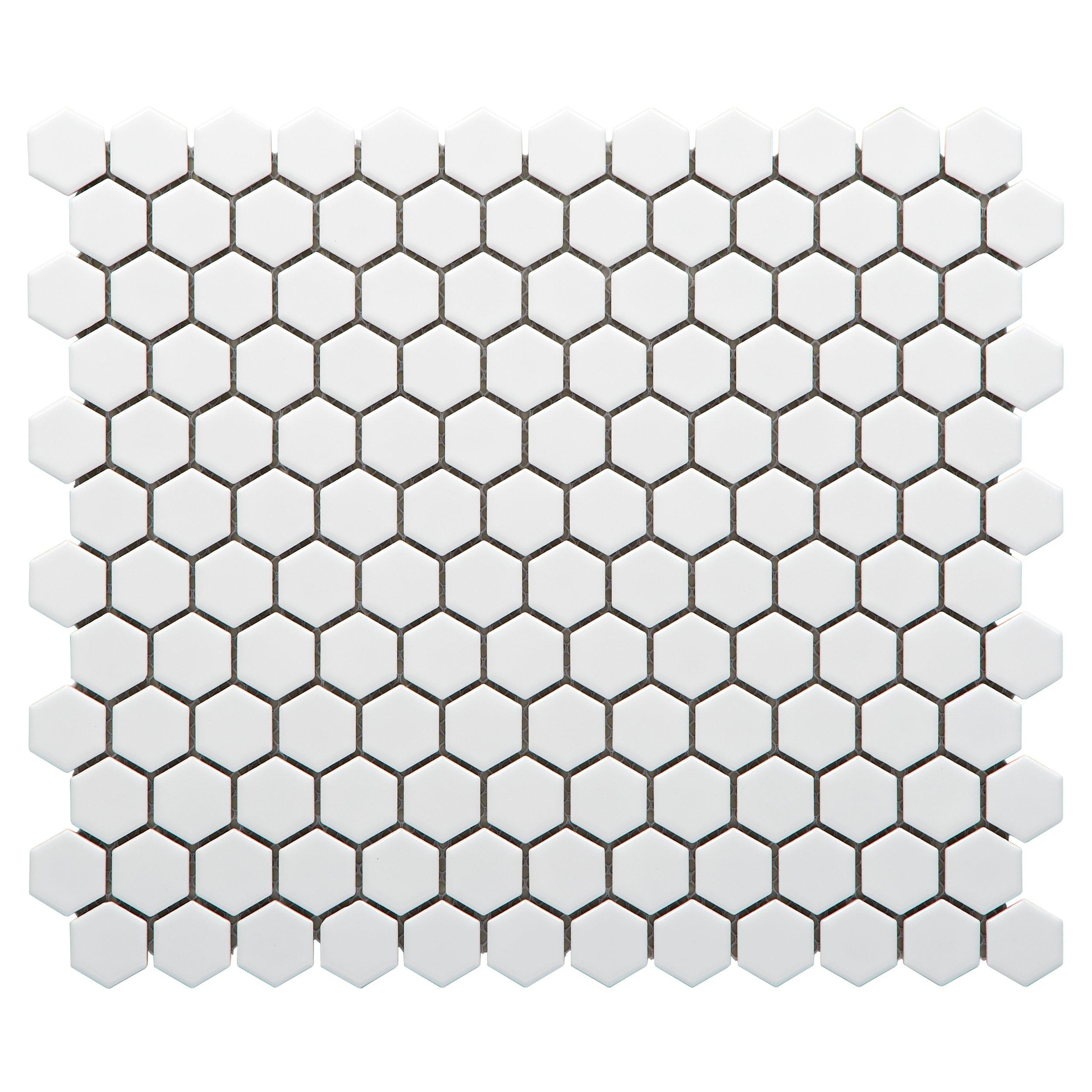 White Small Hexagon Polished Porcelain Mosaic Tile