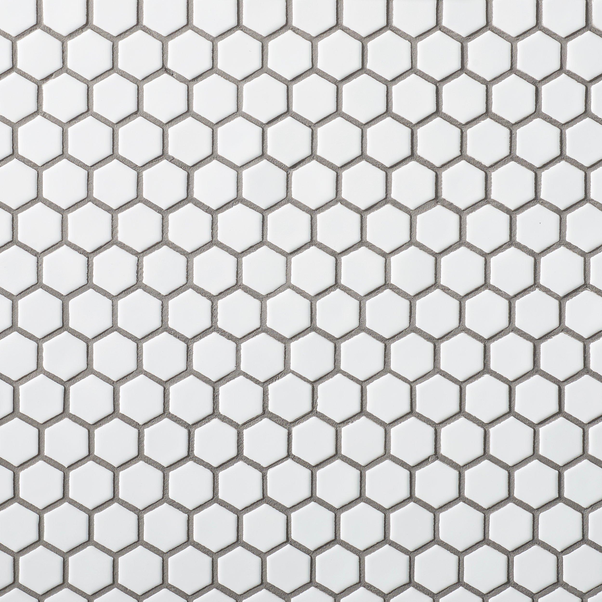 White Small Hexagon Polished Porcelain, Small Hexagon Tile