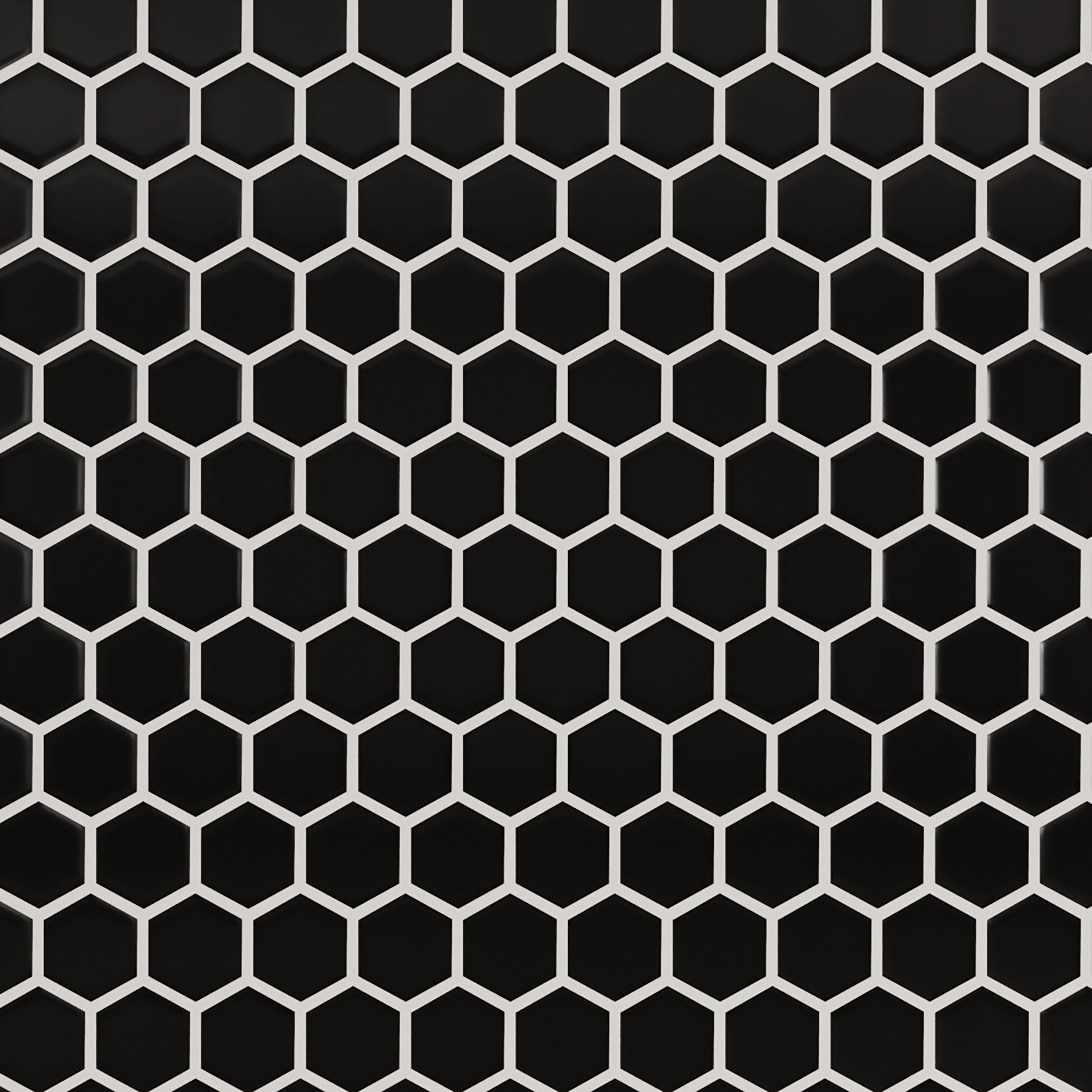 Black Small Hexagon Polished Porcelain, Small Hexagon Tile