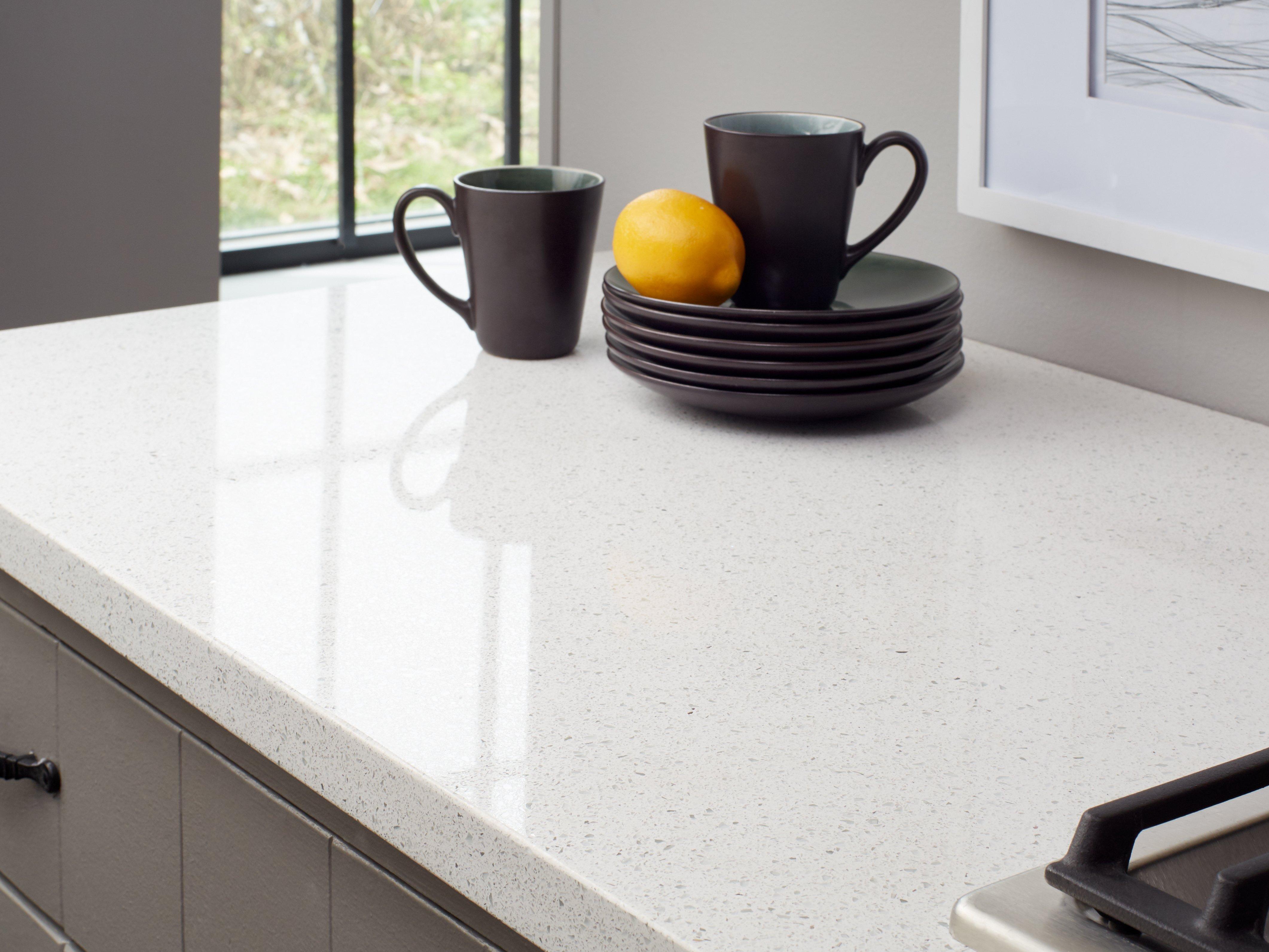 sparkling white quartz countertops