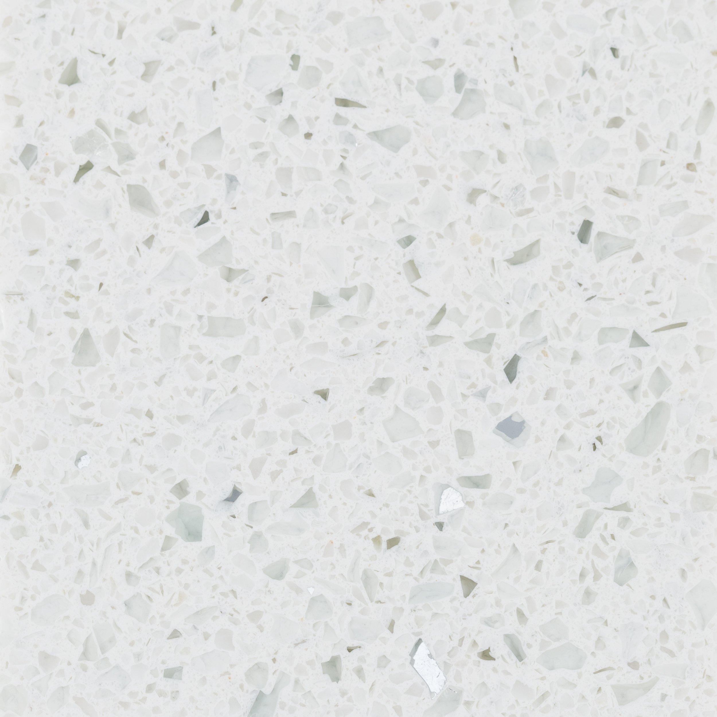 Ready To Install Sparkling White II Quartz Prefab Slab Includes Backsplash