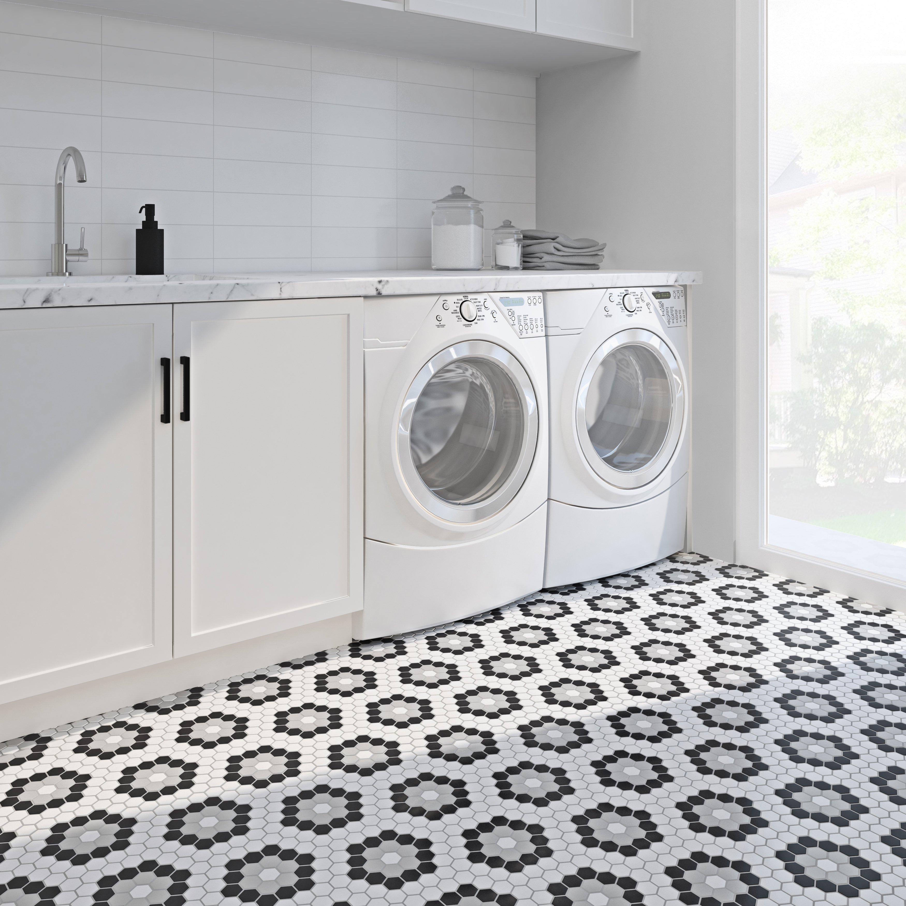Rosette 1.5 in. Ceramic Hexagon Mosaic