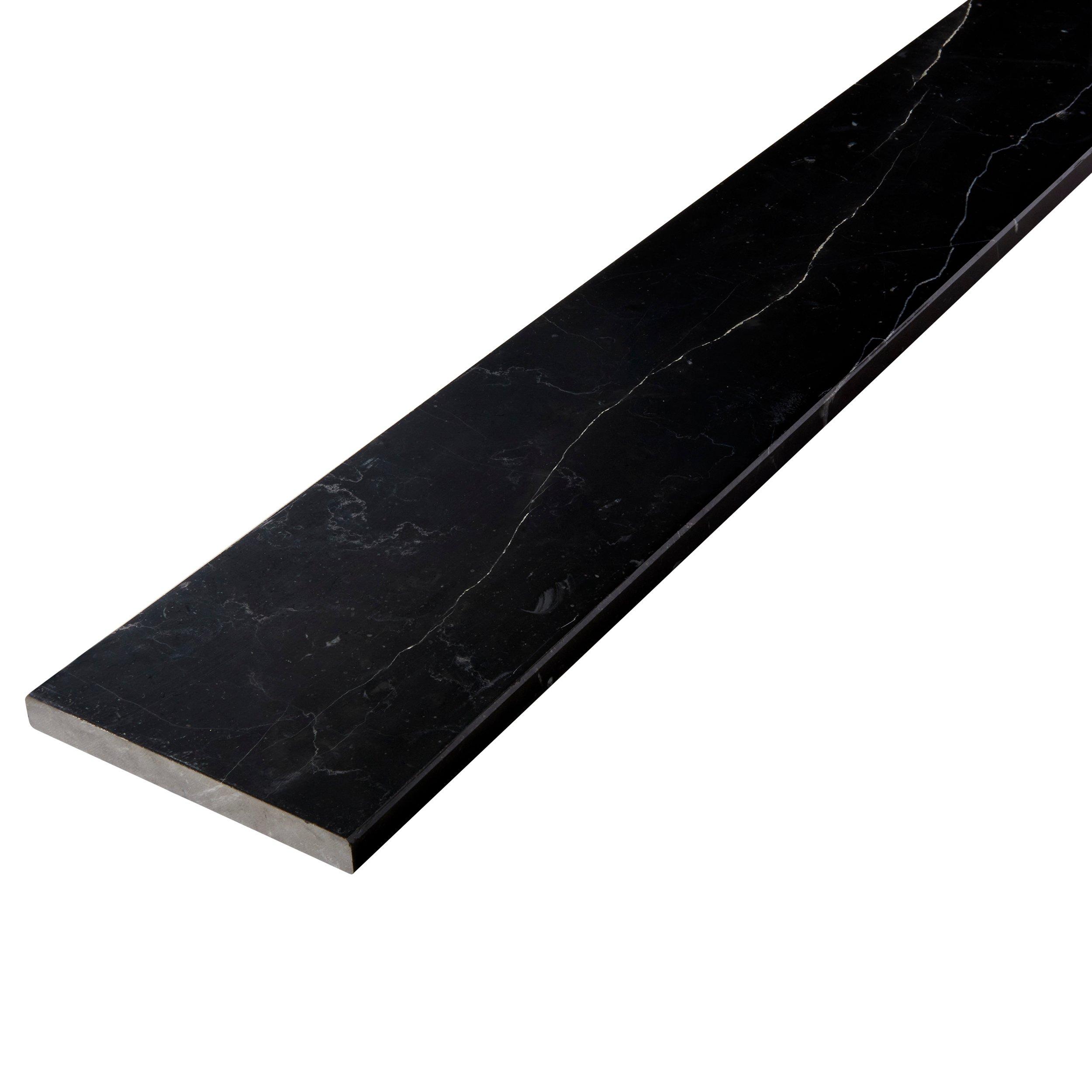 Sable Black 6x74 in. Marble Shower Curb
