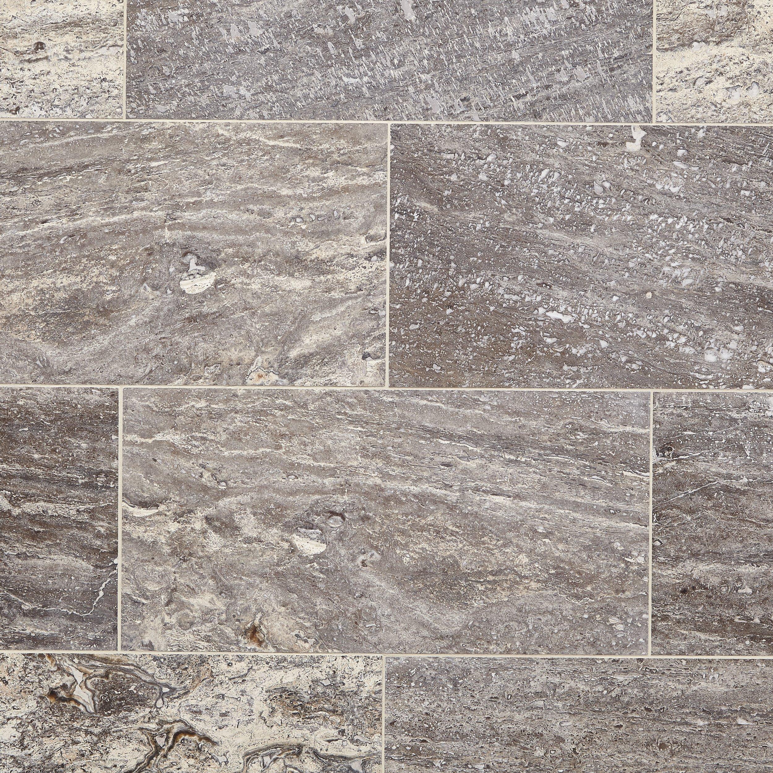 Aqua Silver Vein Cut Honed Travertine Tile | Floor and Decor