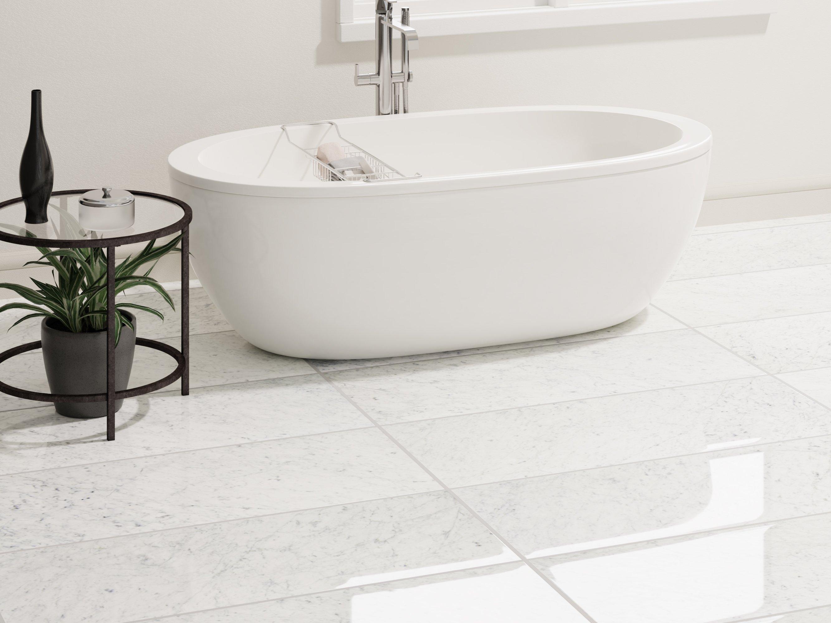 Bianco Carrara C Select Semi Polished Marble Tiles Floor @ Wall 457X918X10MM 