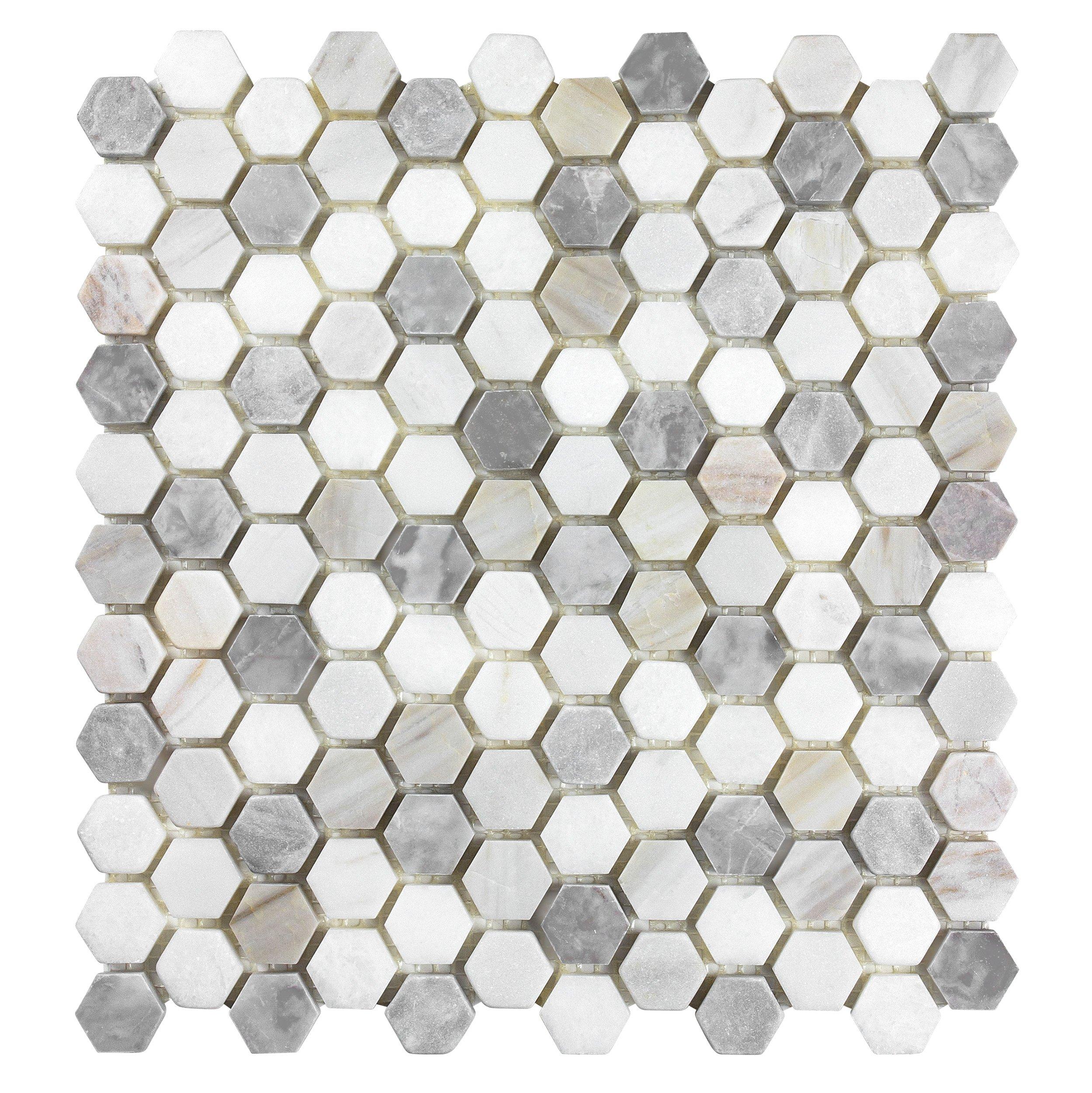 Coastal Ivory Blend 1 in. Multi Finish Marble Mosaic