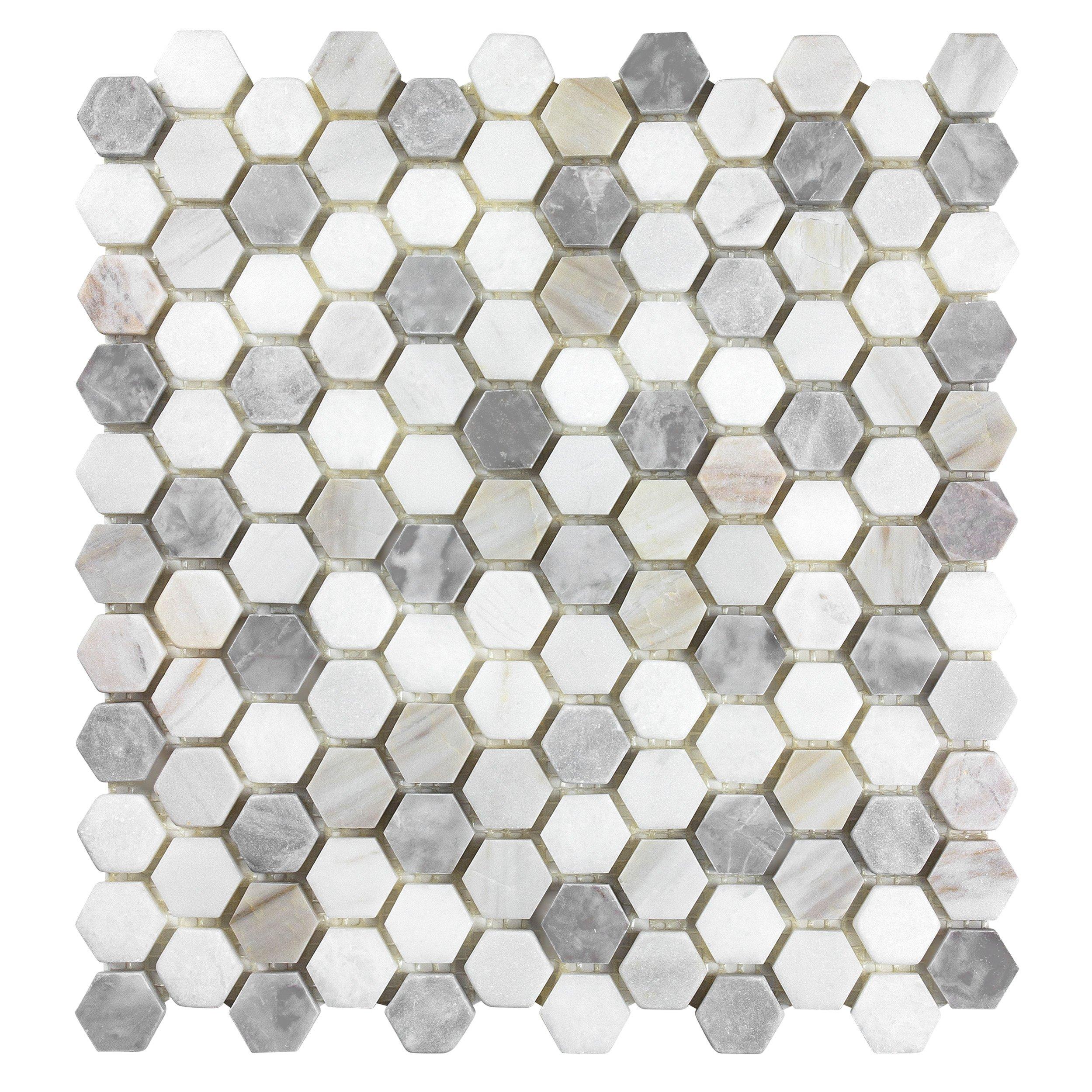 Coastal Ivory Hexagon Multi Finish Marble Mosaic