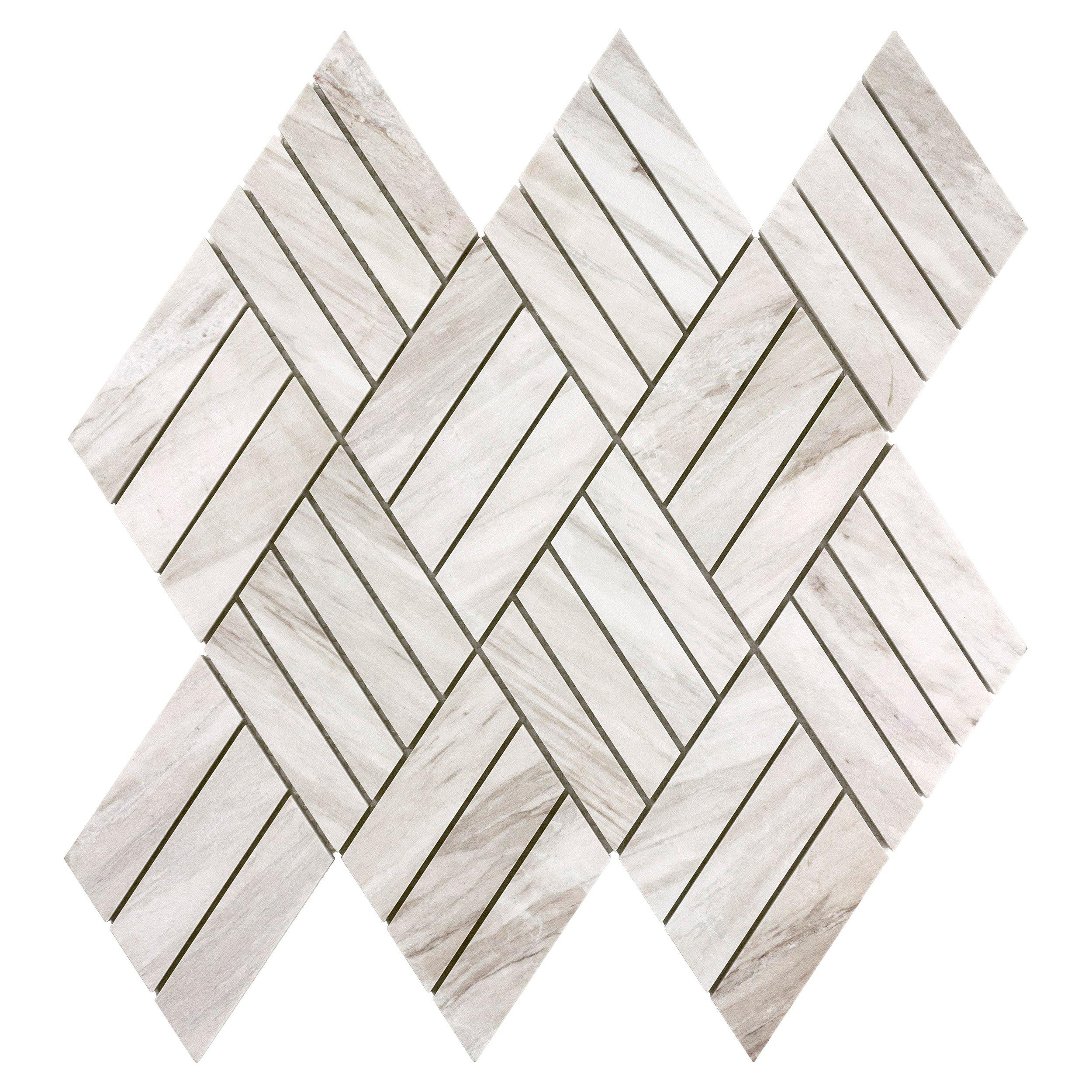 Coastal Ivory Honed Marble Herringbone Mosaic 11 x 11 100840156