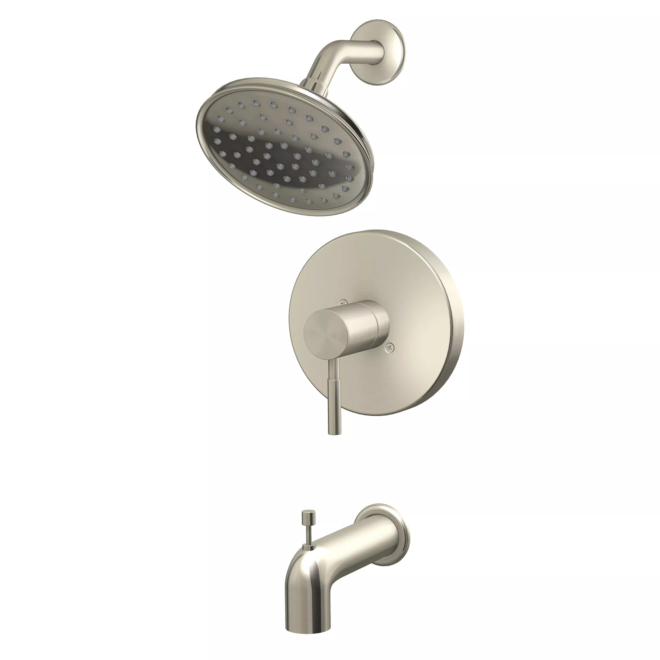 Rhiver Brushed Nickel Tub and Shower Combination