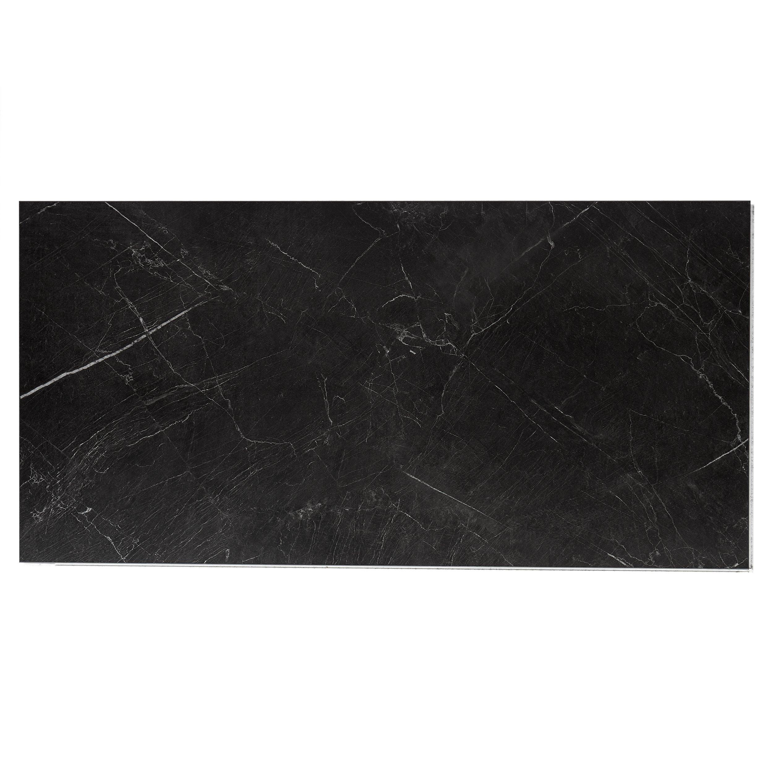 Black Marble Luxury Vinyl Tile - Cork Back