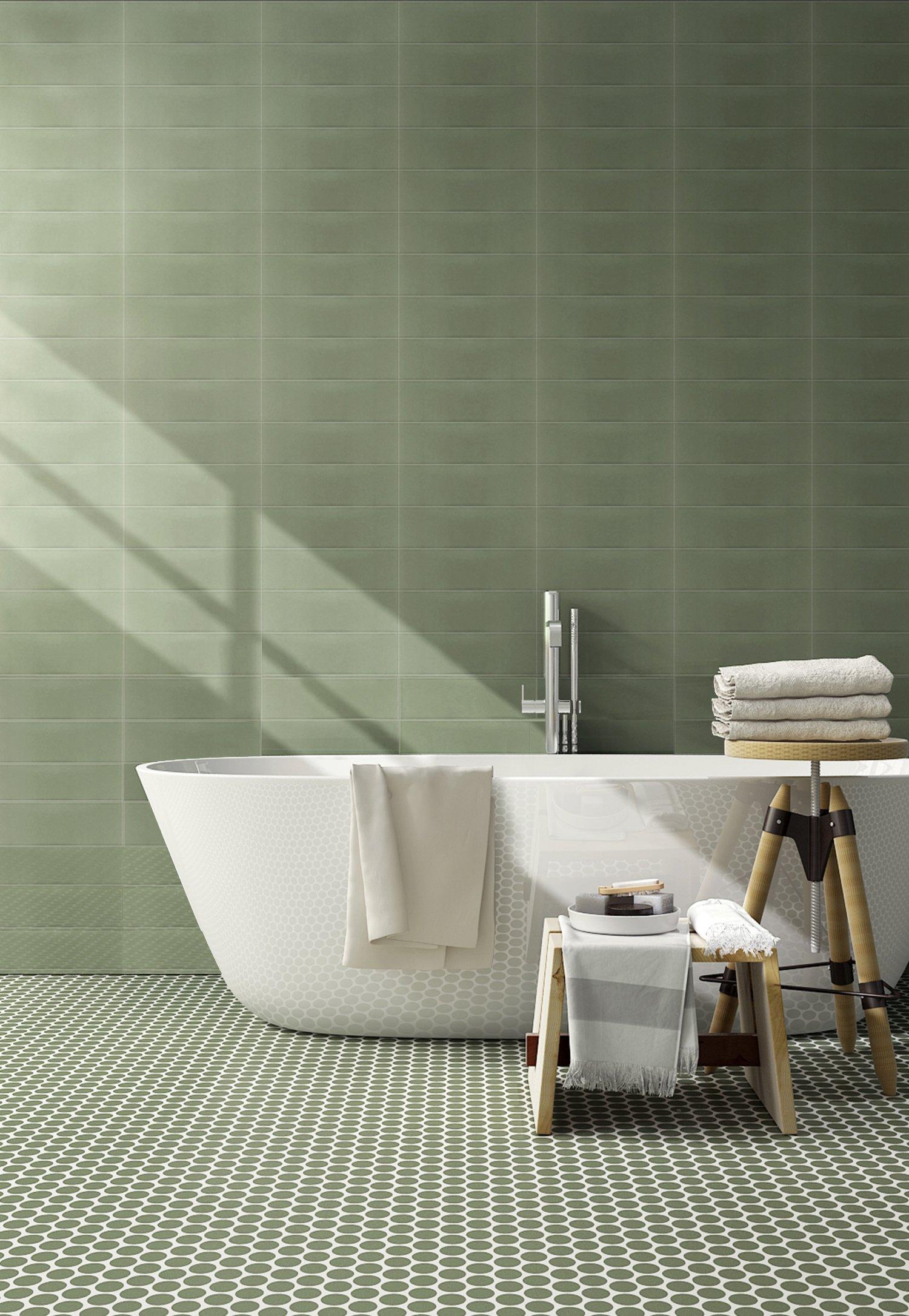 Olive Iii Polished Ceramic Wall Tile, Olive Green Bathroom Floor Tiles