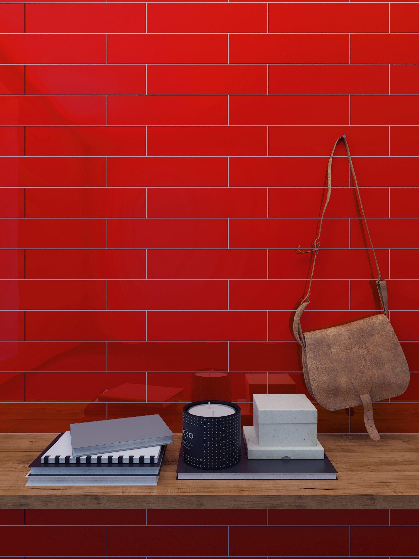 Red Hot III Polished Ceramic Wall Tile