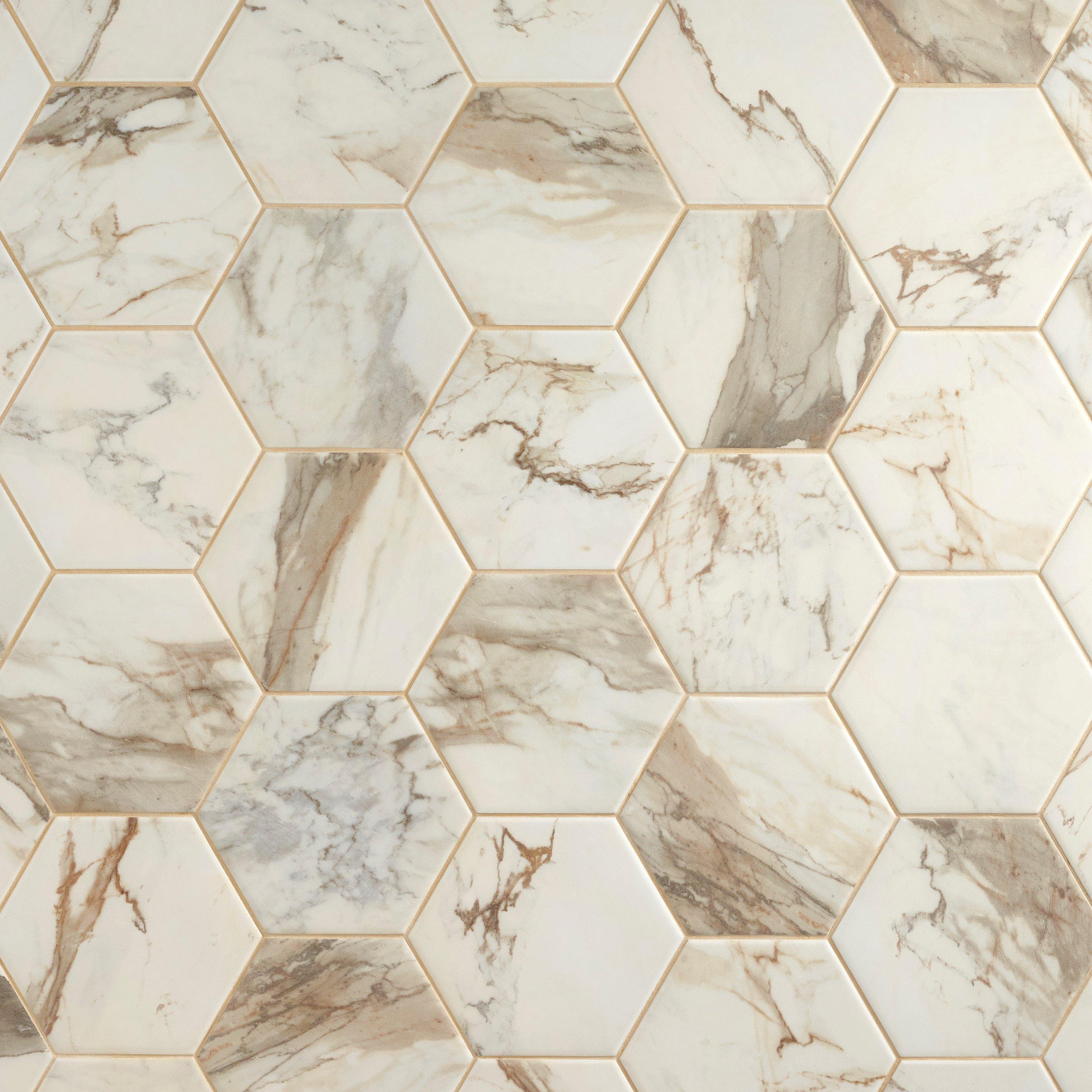 Calacatta Vecchia Hexagon Porcelain Tile