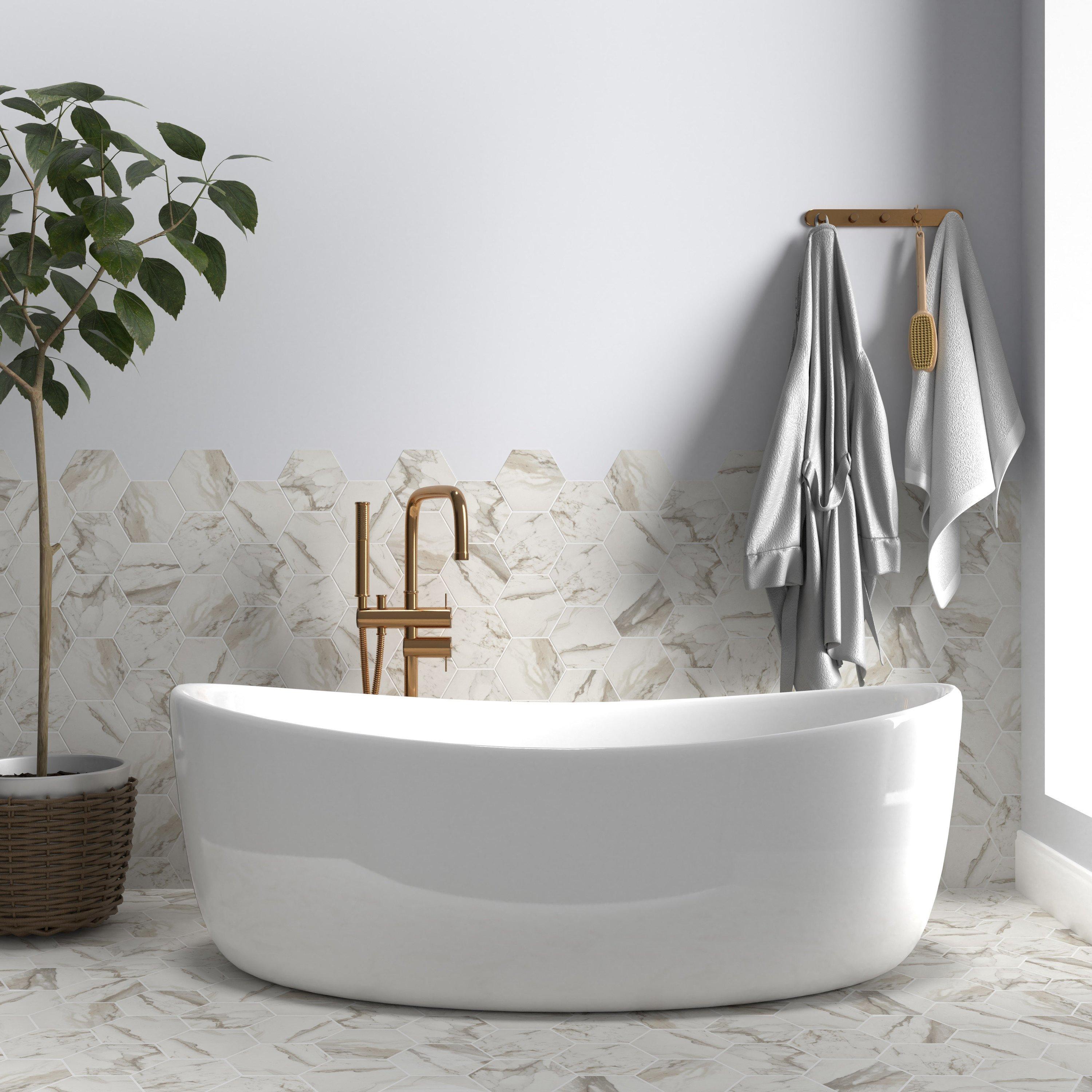 Calacatta Vecchia Hexagon Porcelain Tile