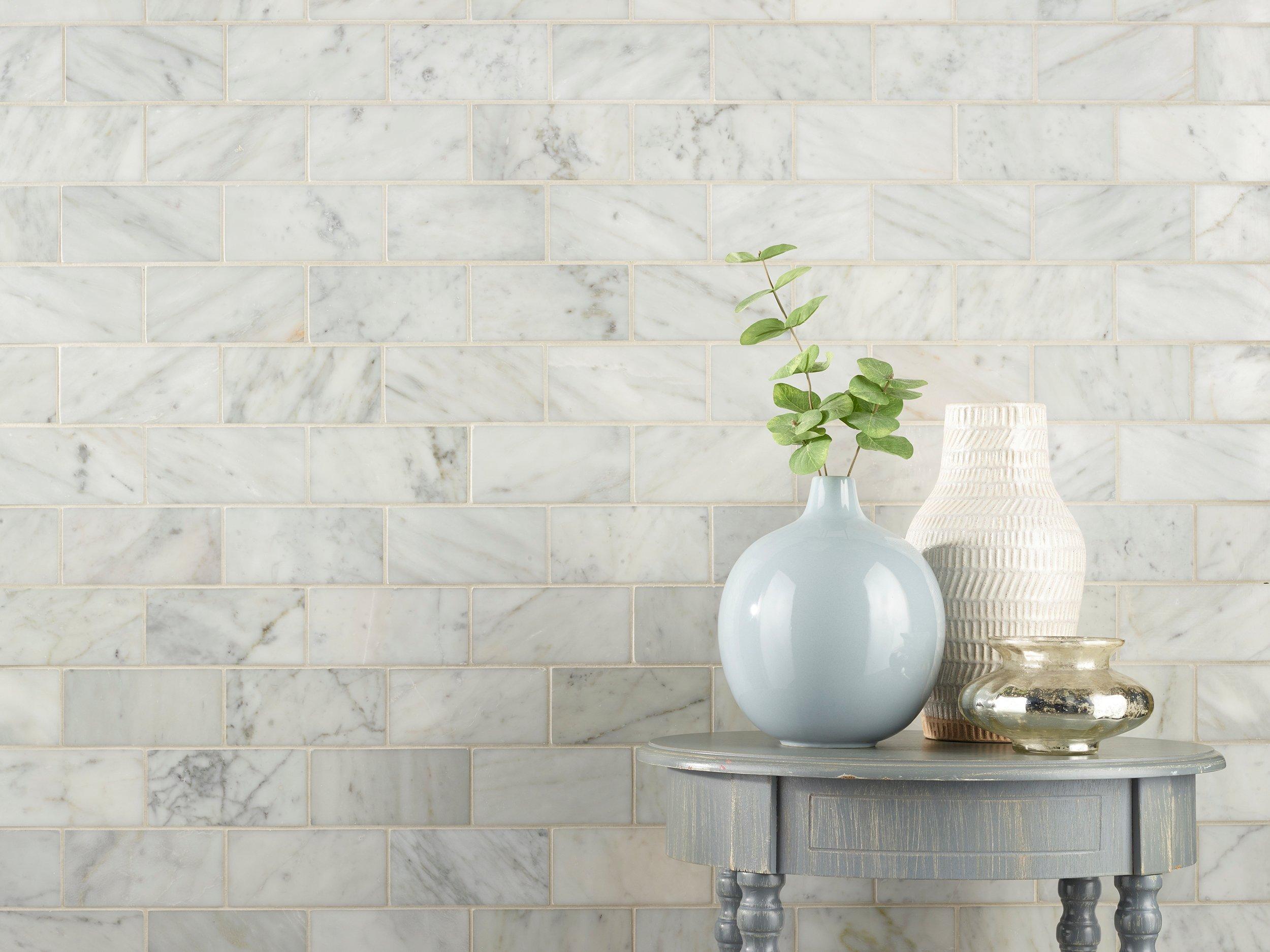 Bianco Carrara 3 x 6 in. Polished Marble Tile