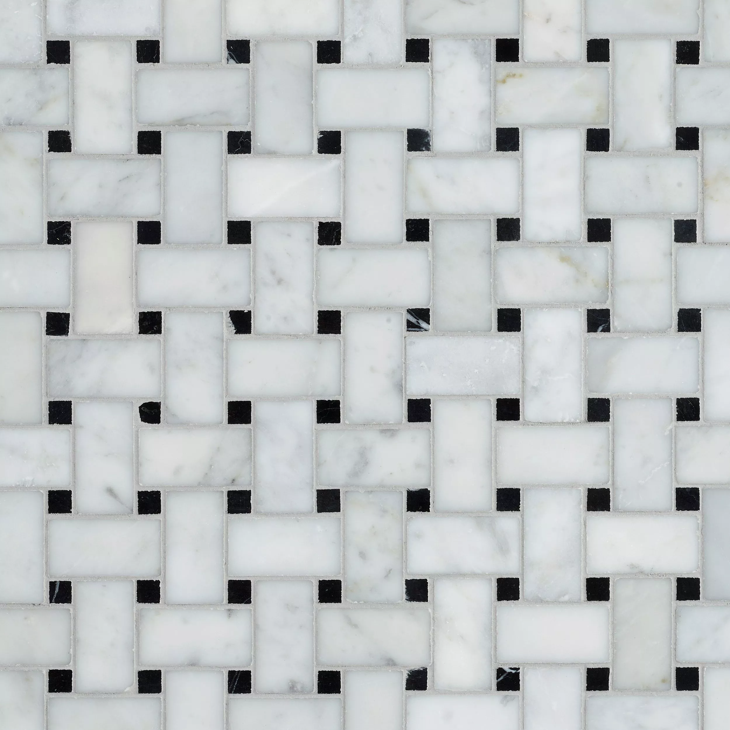 Bianco Carrara Polished Marble Basketweave Mosaic