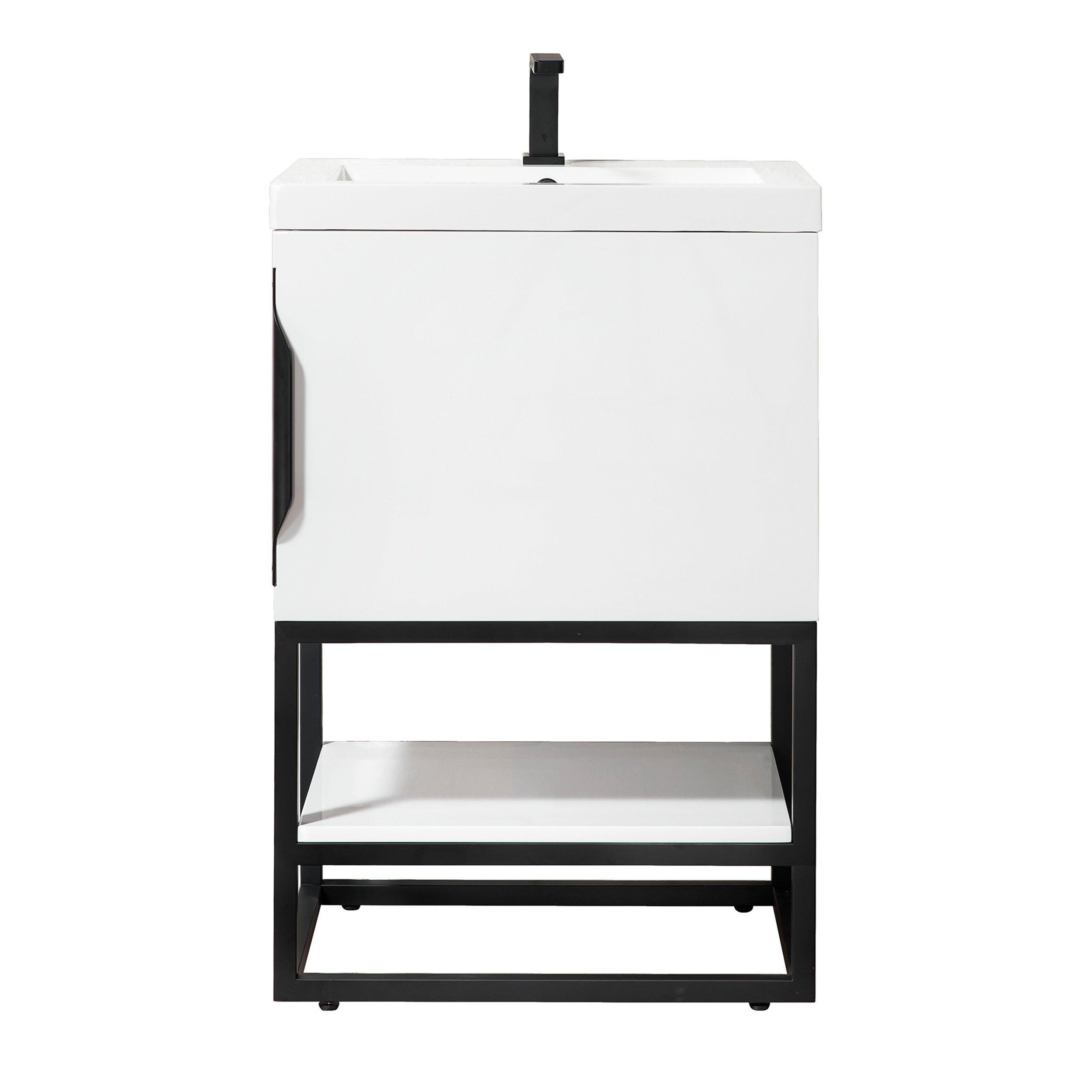 Columbia 24 in. Glossy White and Matte Black Vanity with Glossy White Top