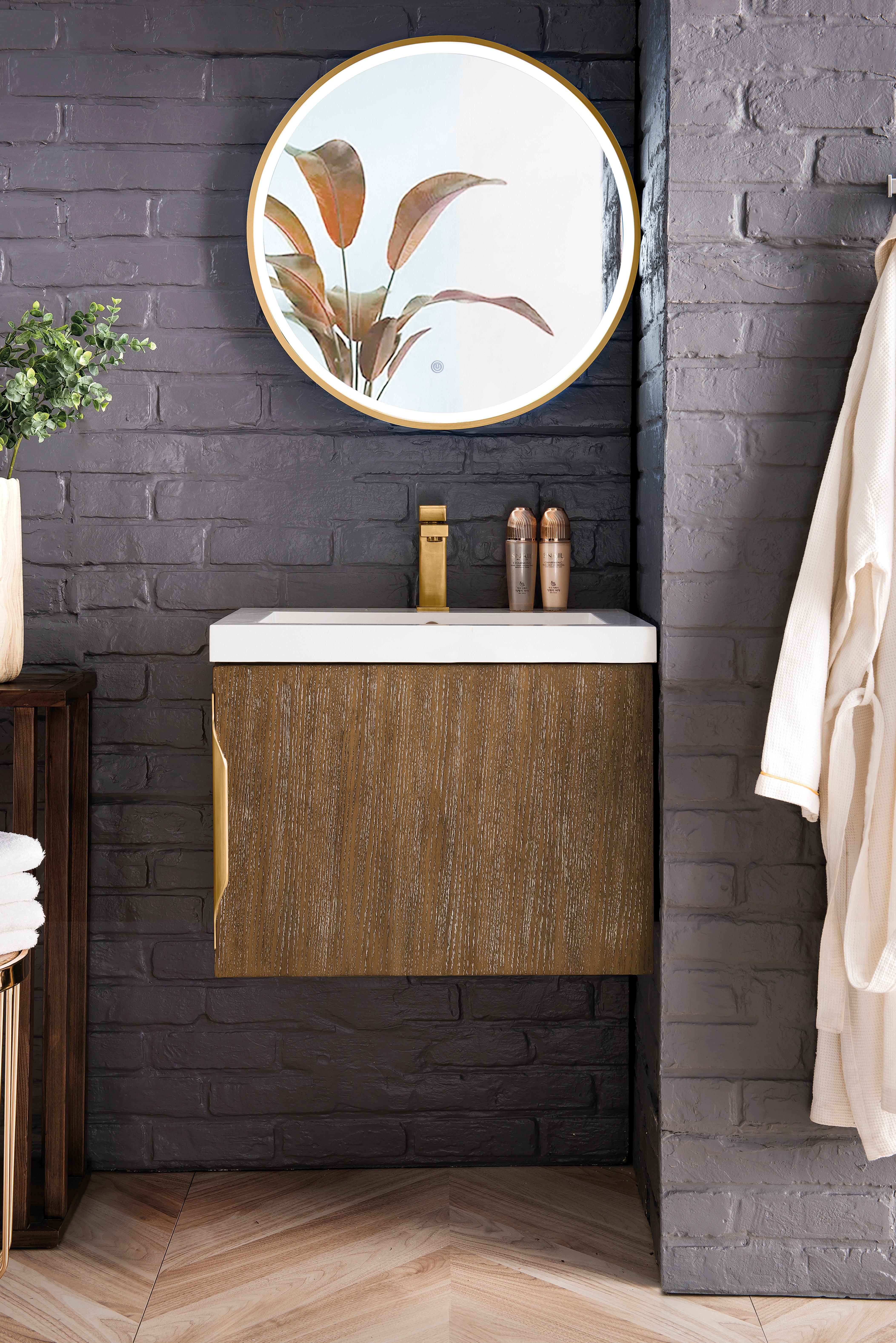 Columbia 24 in. Latte Oak Vanity with Glossy White Top