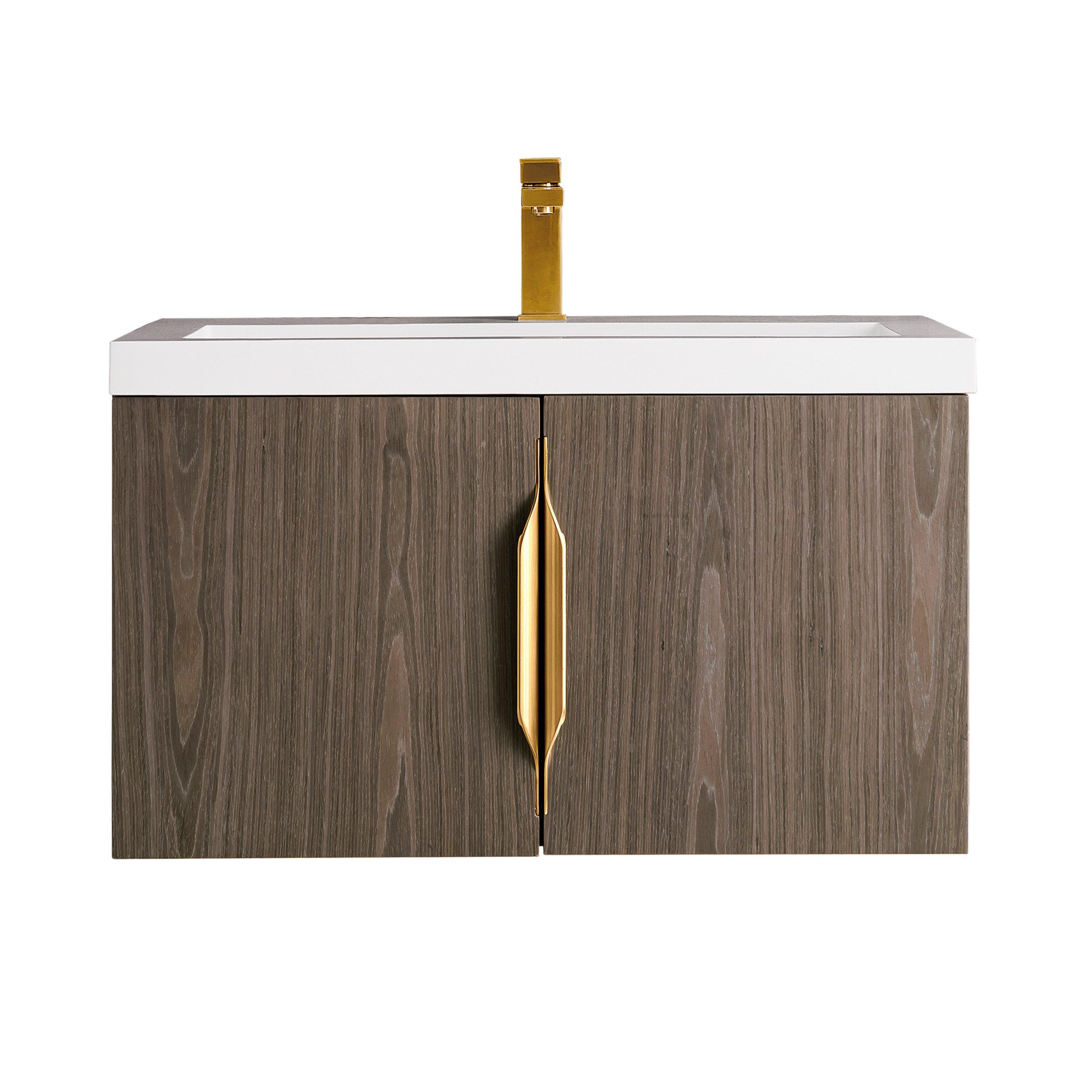 Columbia 31.5 in. Ash Gray Vanity with Glossy White Top