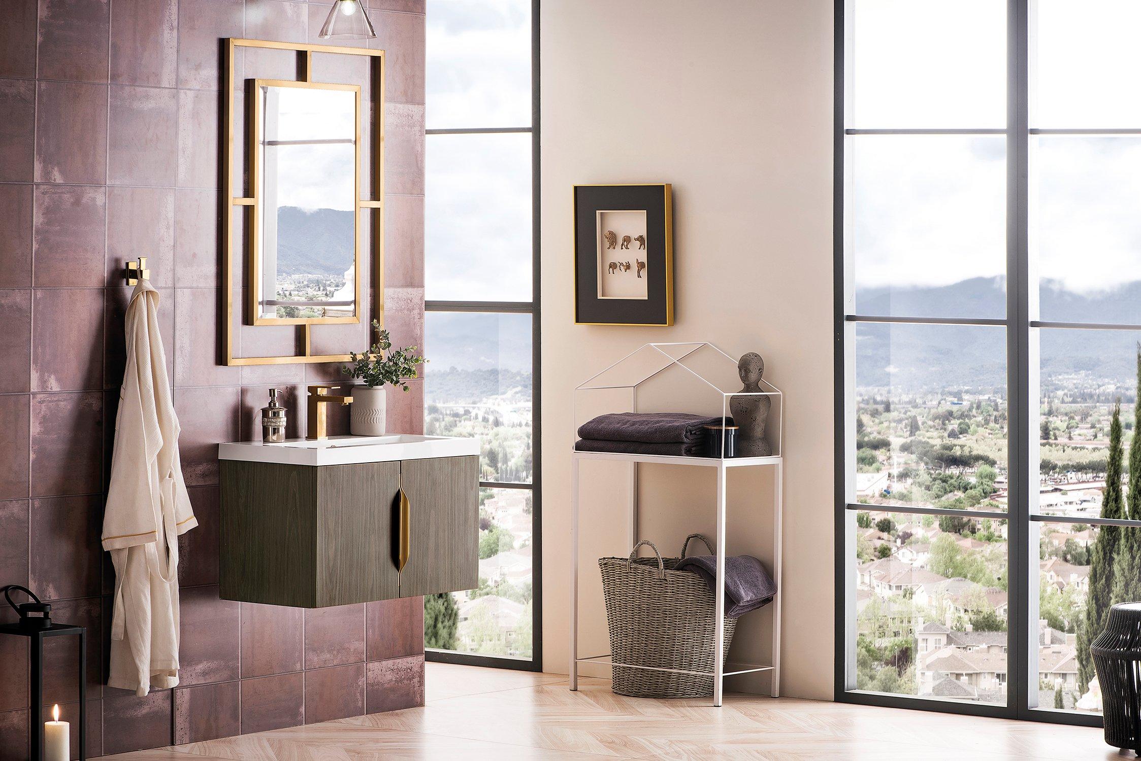 Columbia 31.5 in. Ash Gray Vanity with Glossy White Top