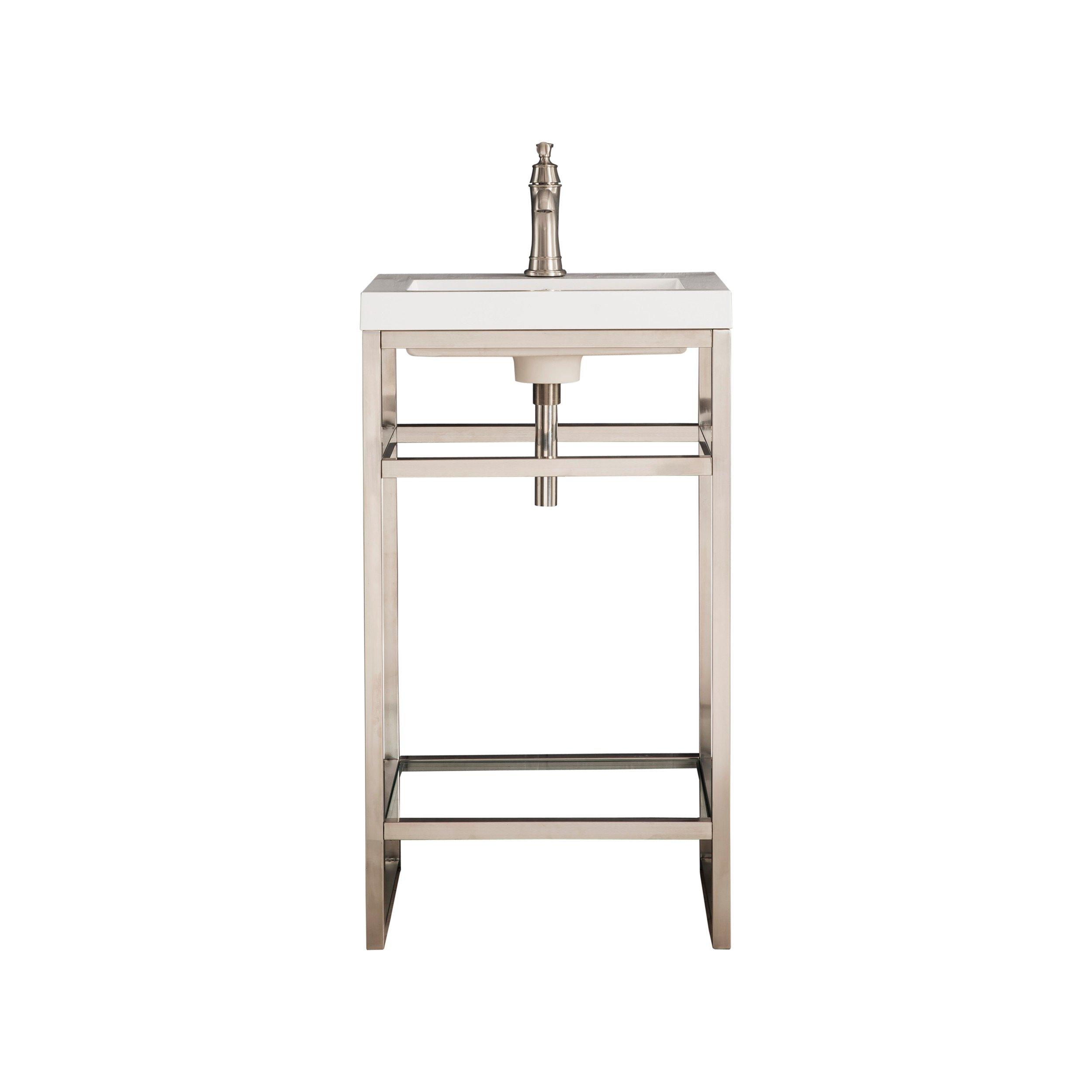 Boston 20 in. Brushed Nickel Vanity with Glossy White Top