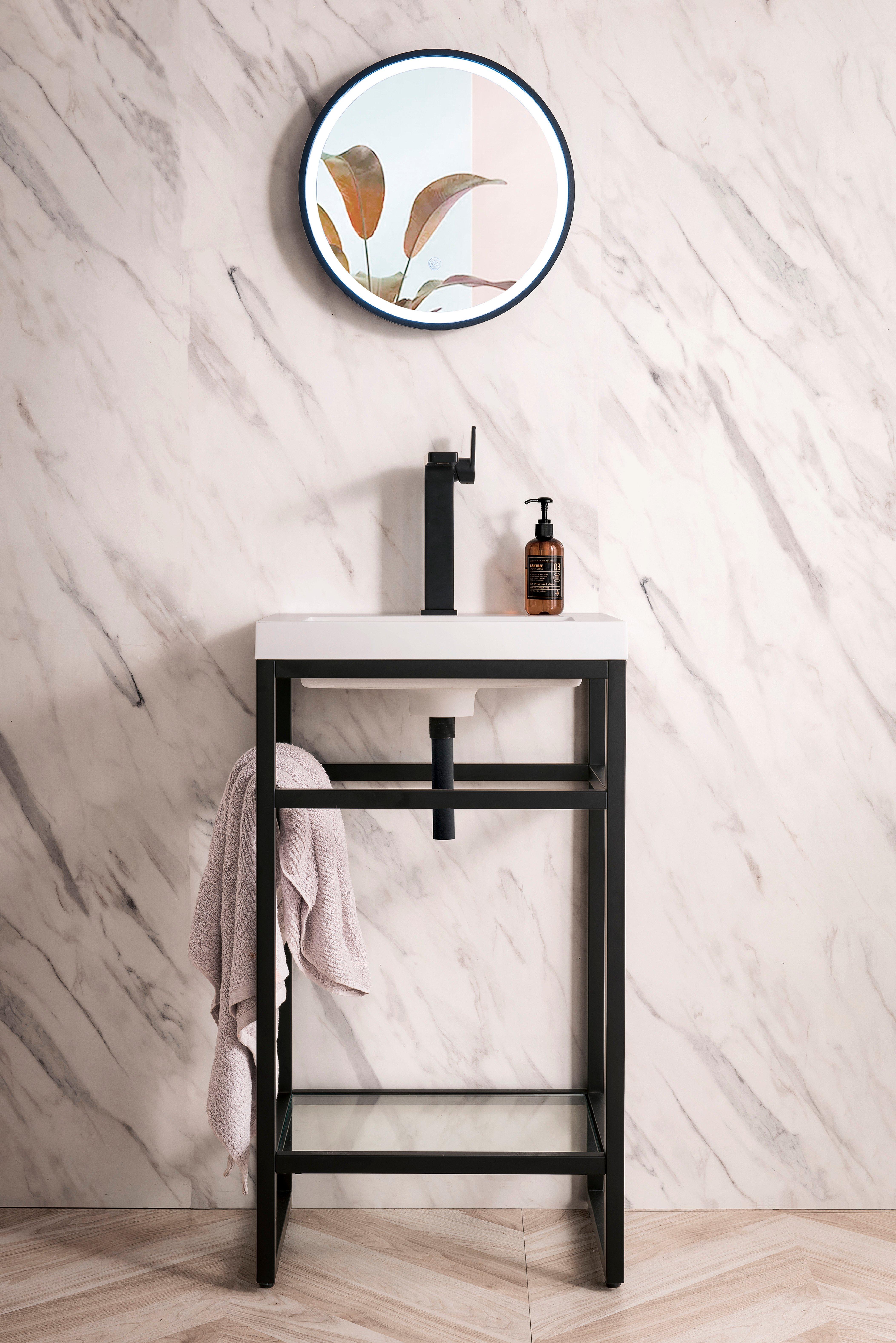 Boston 20 in. Matte Black Vanity with Glossy White Top