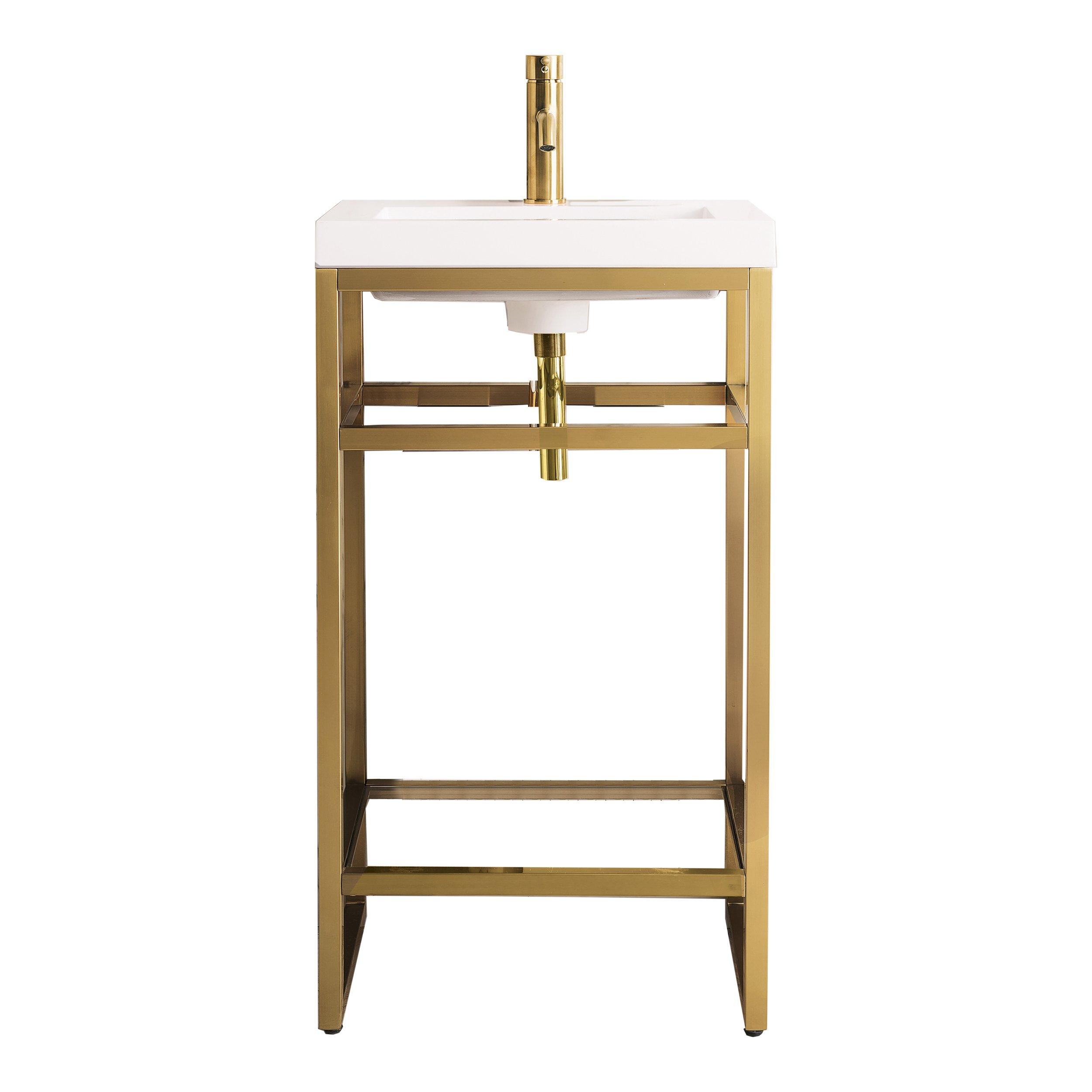 Boston 20 in. Radiant Gold Vanity with Glossy White Top