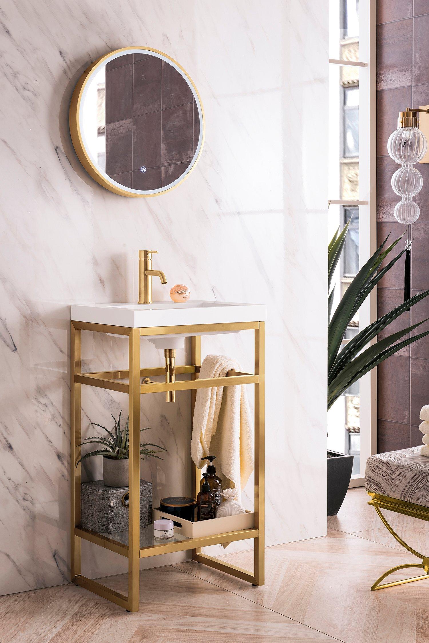 Boston 20 in. Radiant Gold Vanity with Glossy White Top