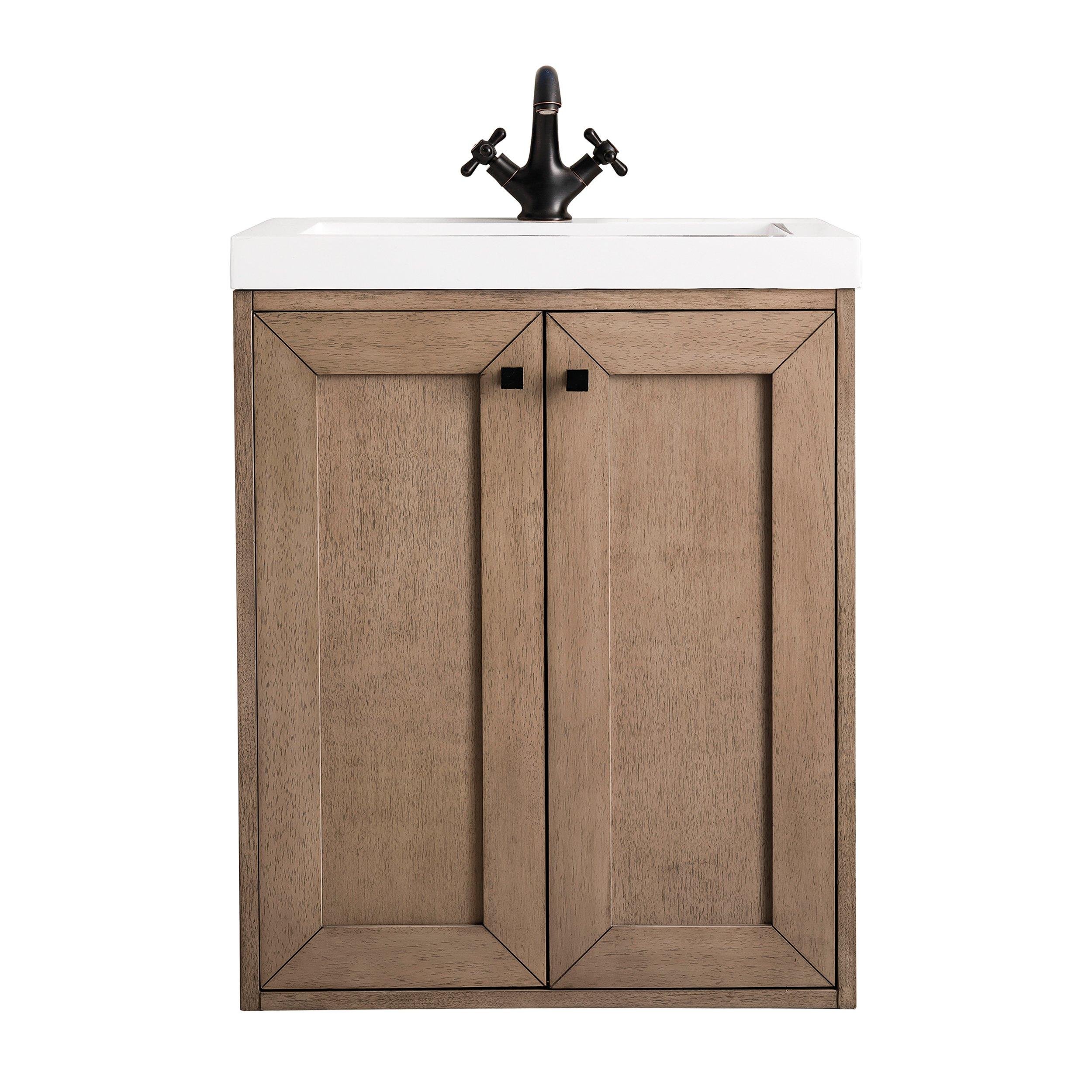 Chianti 24 In Whitewashed Walnut Vanity With Glossy White Top Floor   100878214 Chianti 24 In Whitewashed Walnut Vanity With Glossy White Top 1