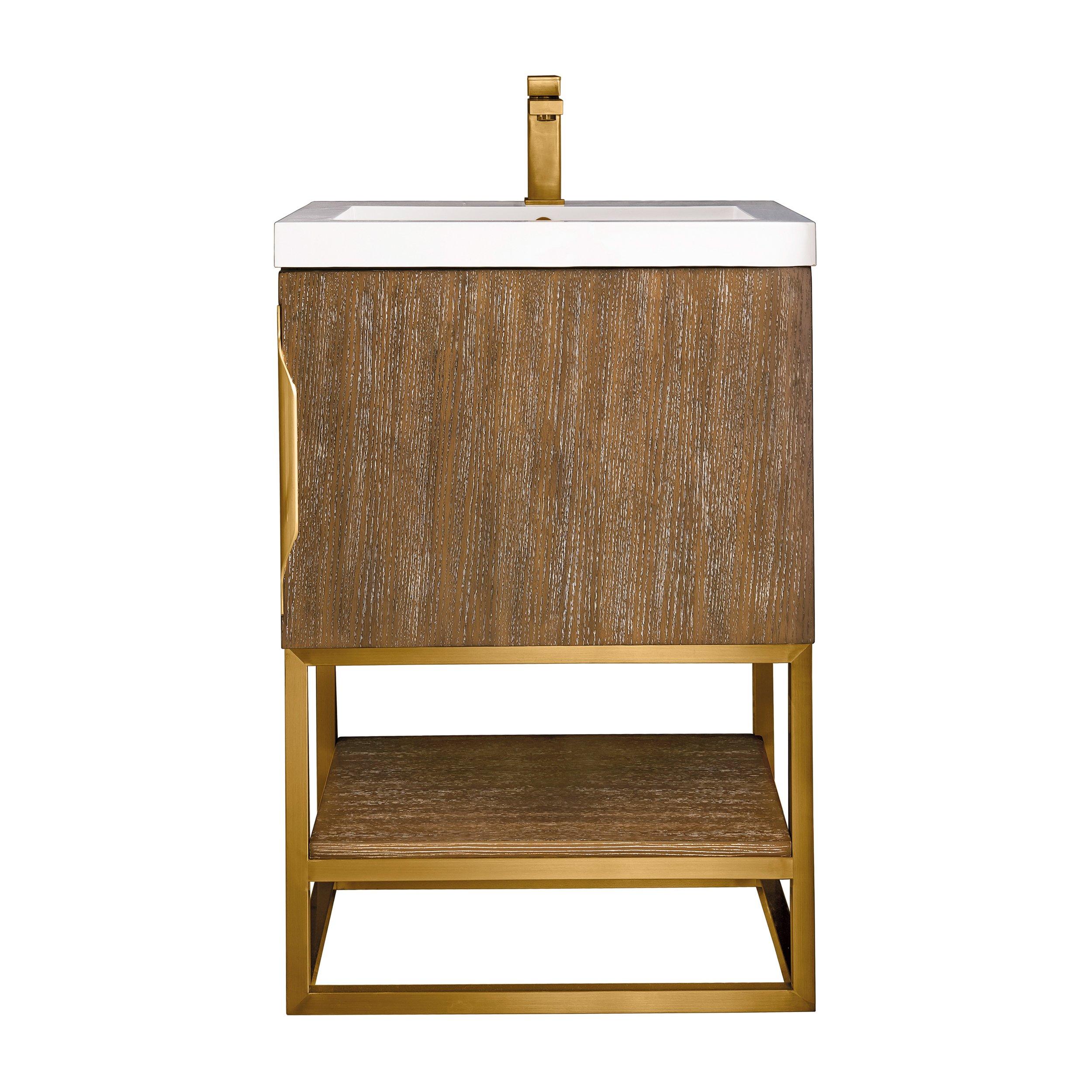 Columbia 24 in. Latte Oak and Radiant Gold with Glossy White Top