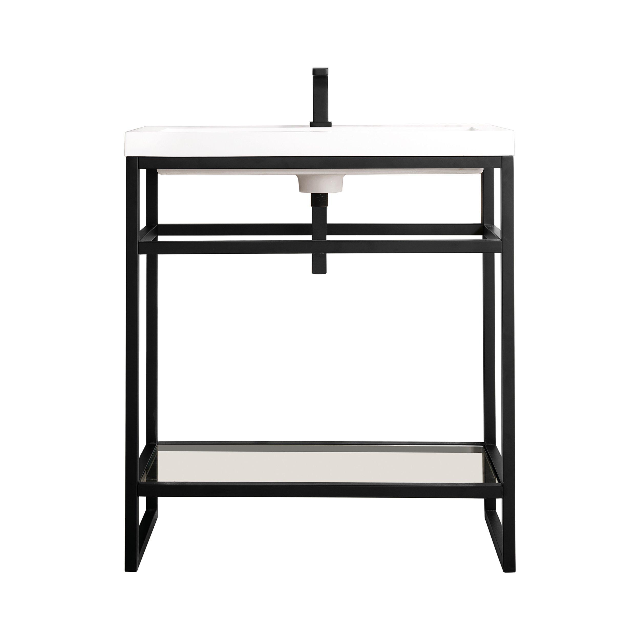 Boston 31.5 in. Matte Black Vanity with Glossy White Top